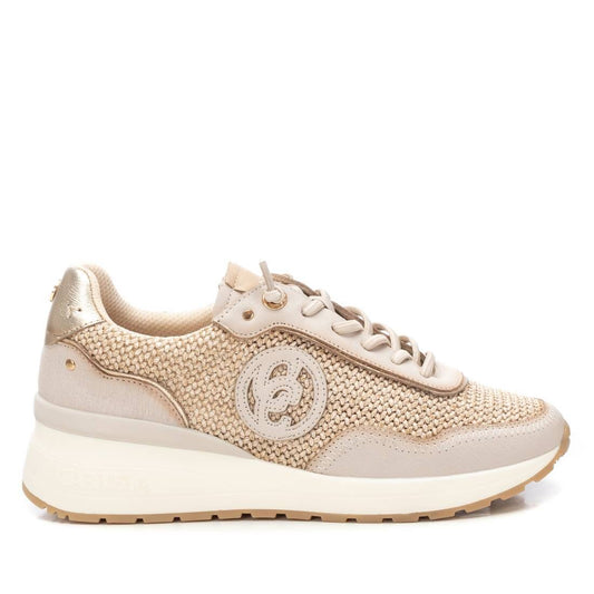 162357 Spanish design leather sneakers with rafia design in Beige and Gold sneakers Sam Star Shoes 