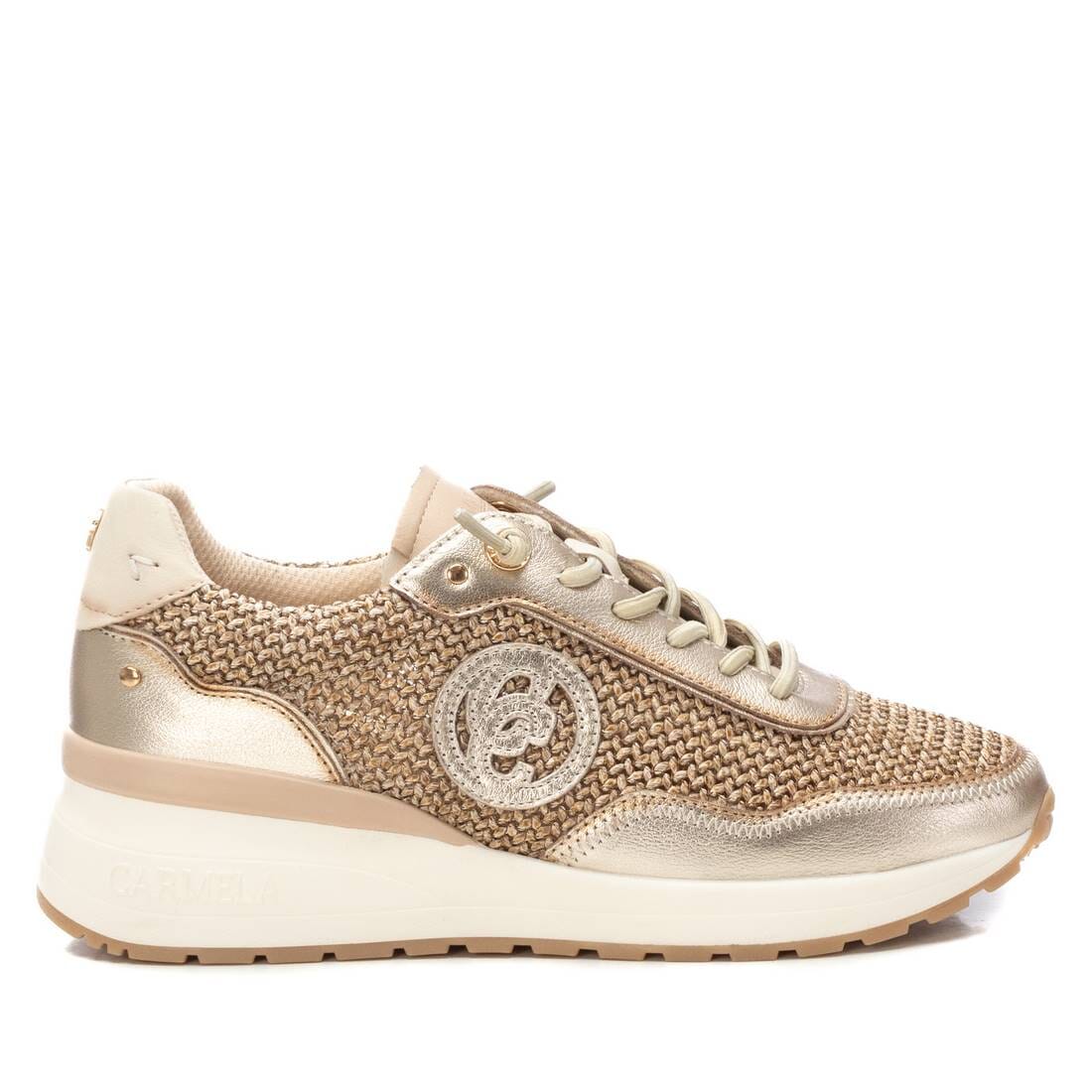 162357 Spanish design leather sneakers with rafia design in Beige and Gold sneakers Sam Star Shoes 