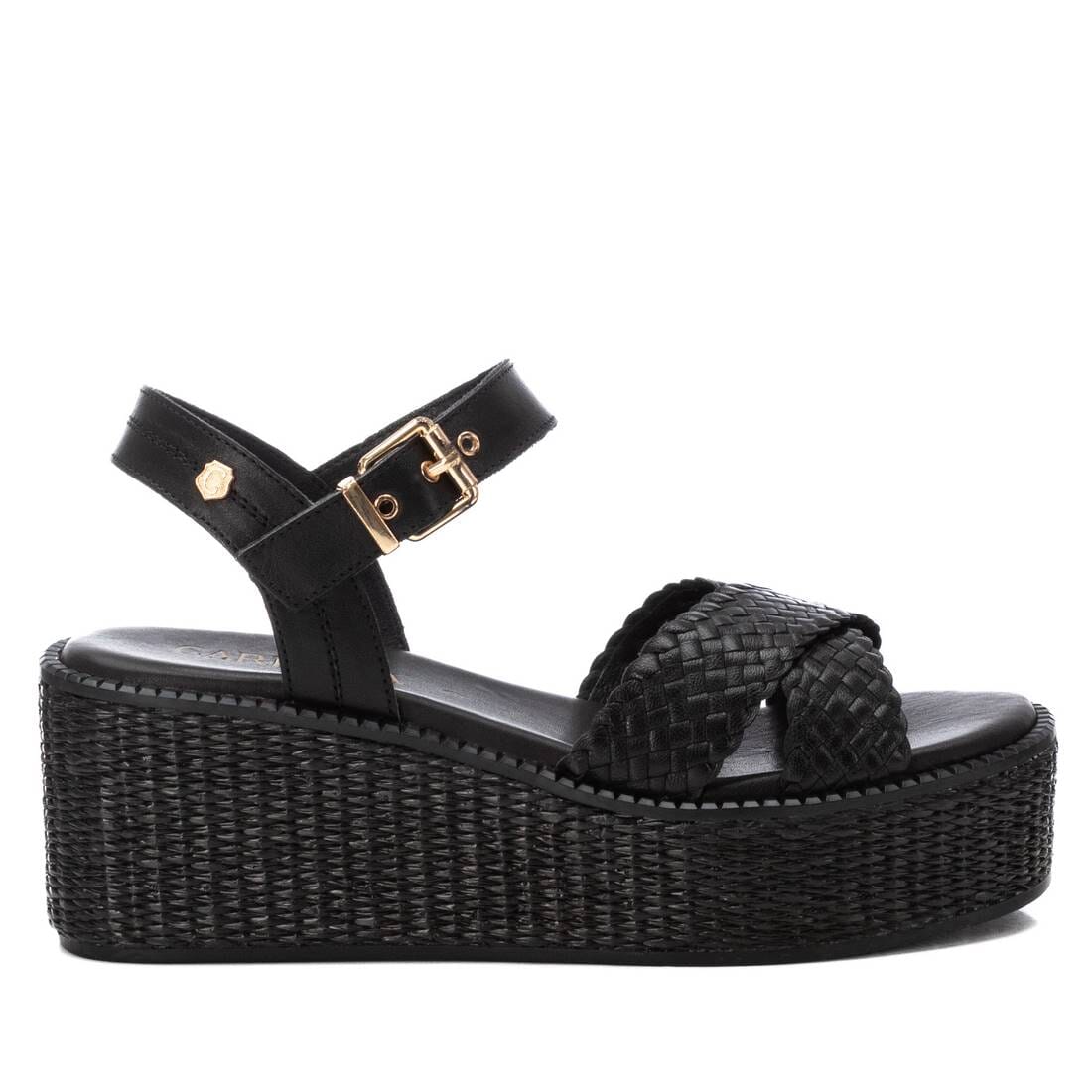 162361 Spanish leather woven sandals/wedge in Black, Tan and Gold sandals Sam Star Shoes 