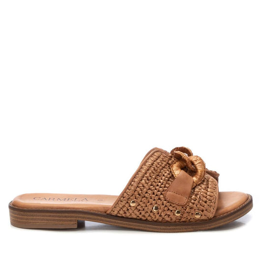 162370 Spanish leather flat sandals in tan and black sandals Sam Star Shoes 