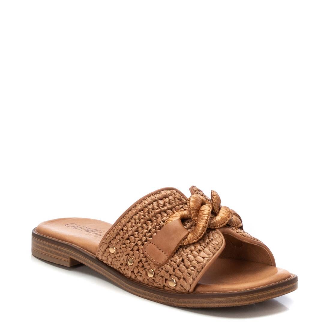 162370 Spanish leather flat sandals in tan and black sandals Sam Star Shoes 