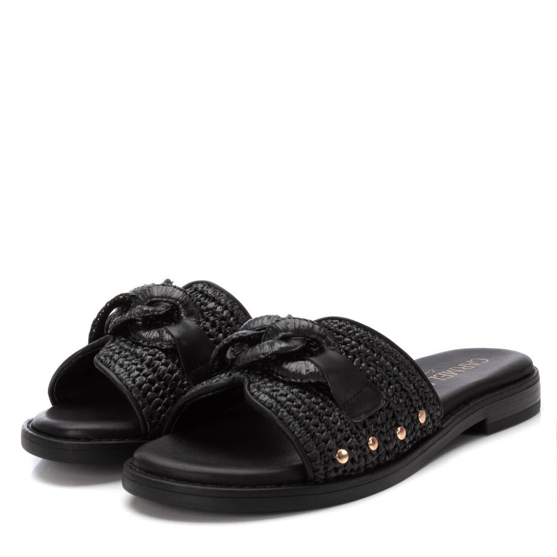 162370 Spanish leather flat sandals in tan and black sandals Sam Star Shoes 