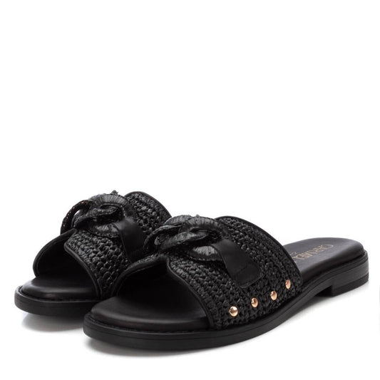 162370 Spanish leather flat sandals in tan and black sandals Sam Star Shoes 