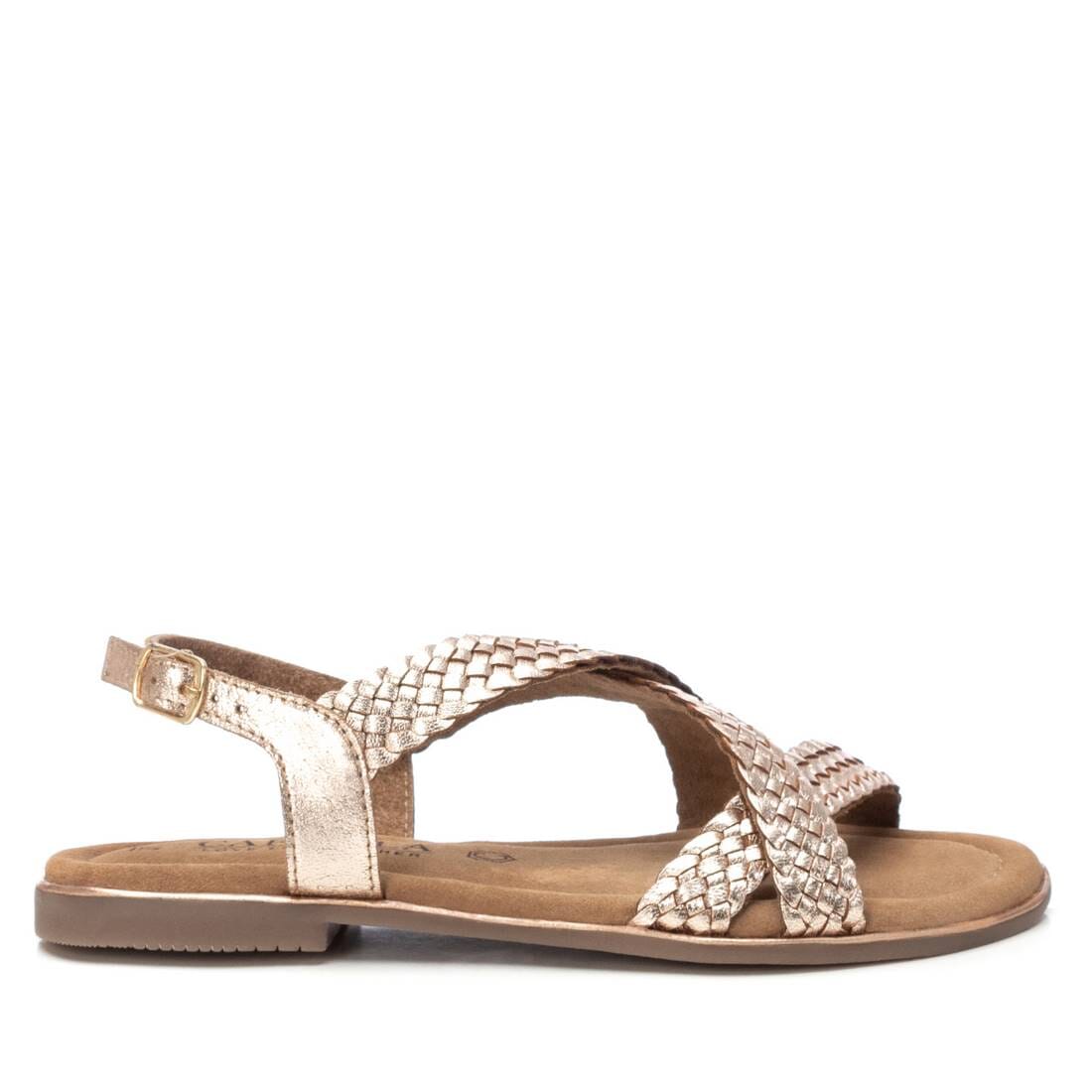 162387 Spanish woven leather flat sandals in Gold ( New) sandals Sam Star Shoes 