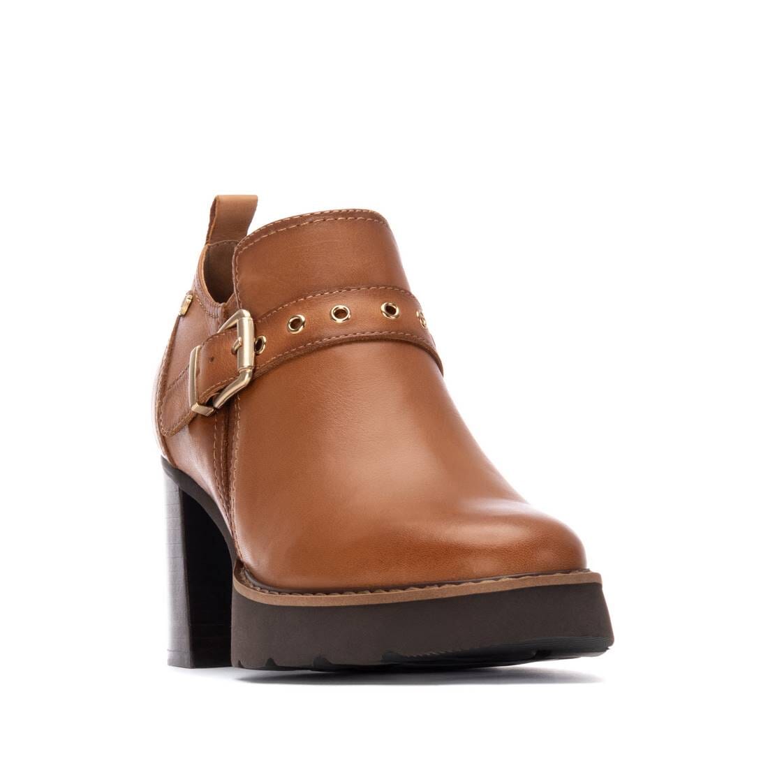 162704 Spanish Leather ankle bootie with buckle in Tan sneakers Sam Star shoes 