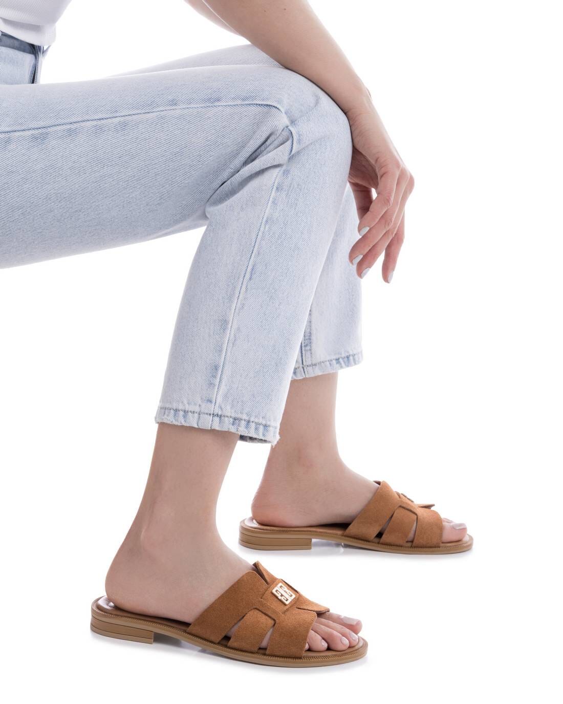 163061 Spanish suede slider sandals in tan (New) sandals Sam Star Shoes 