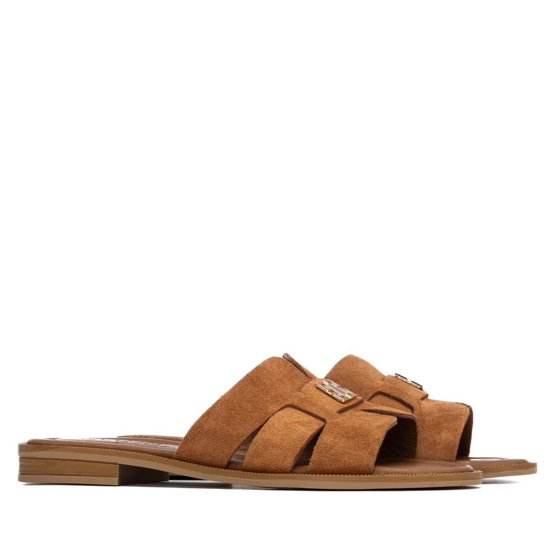 163061 Spanish suede slider sandals in tan (New) sandals Sam Star Shoes 