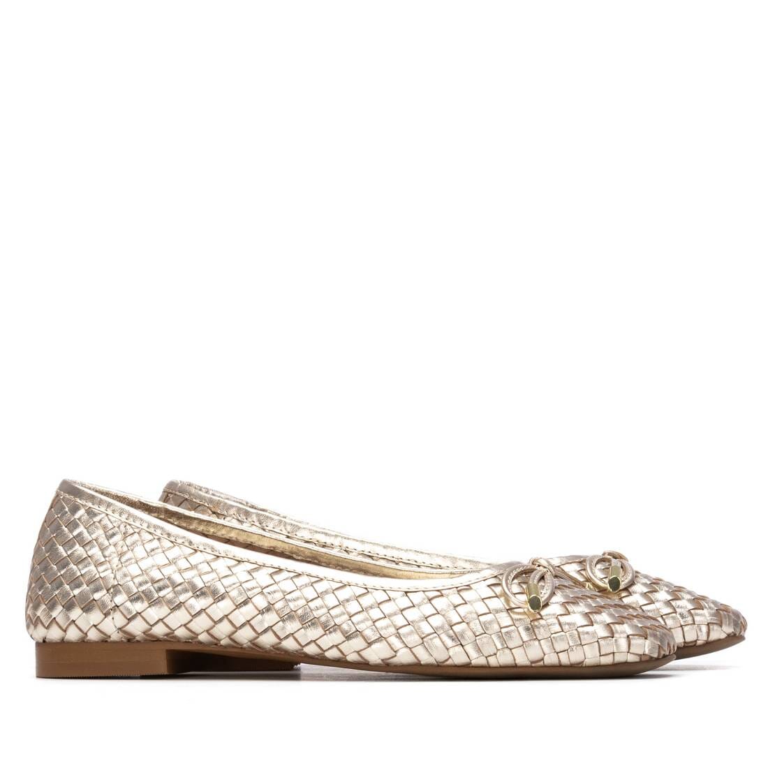 163296 Spanish designed Leather woven pumps in Tan and Gold ( New) Pumps Sam Star shoes 