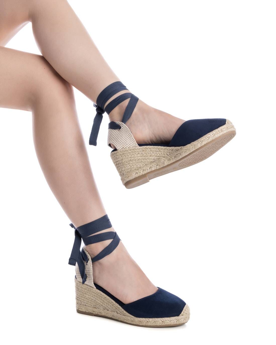 172642 Spanish Wedge with expadrilles sandals in Navy, Beige and Gold sandals Sam Star Shoes 