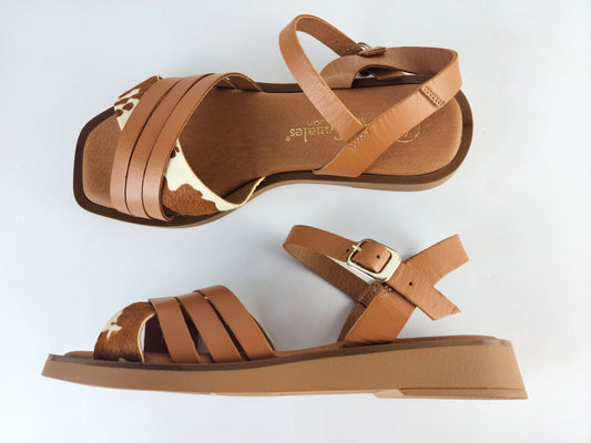 Sample 3 Spanish leather straps flat sandals in Tan size 37 ONLY sandals Sam Star Shoes 