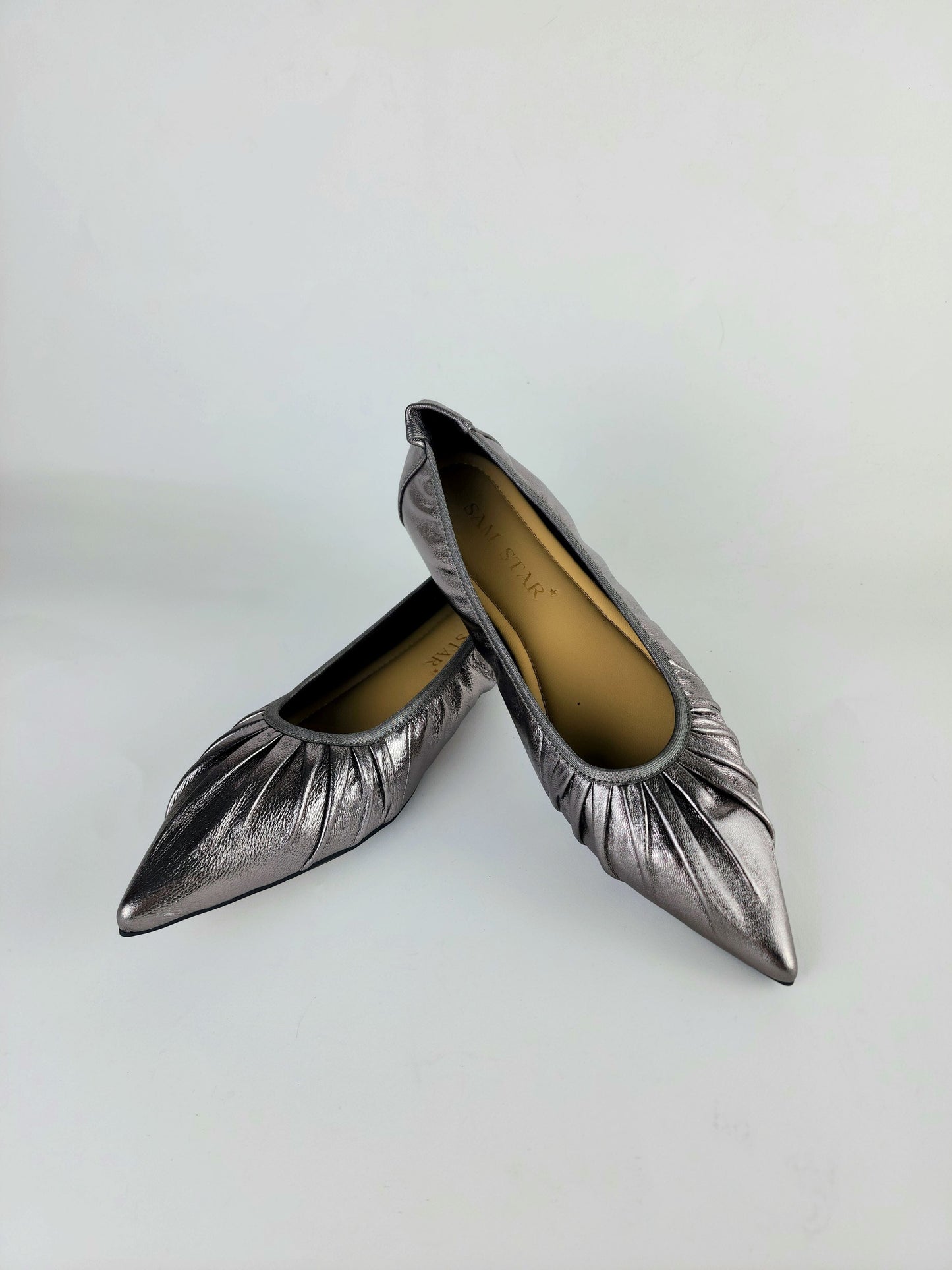 SS22006 Pointy Leather pumps with gathering details with extra cushionn (new) Pumps Sam Star Shoes 