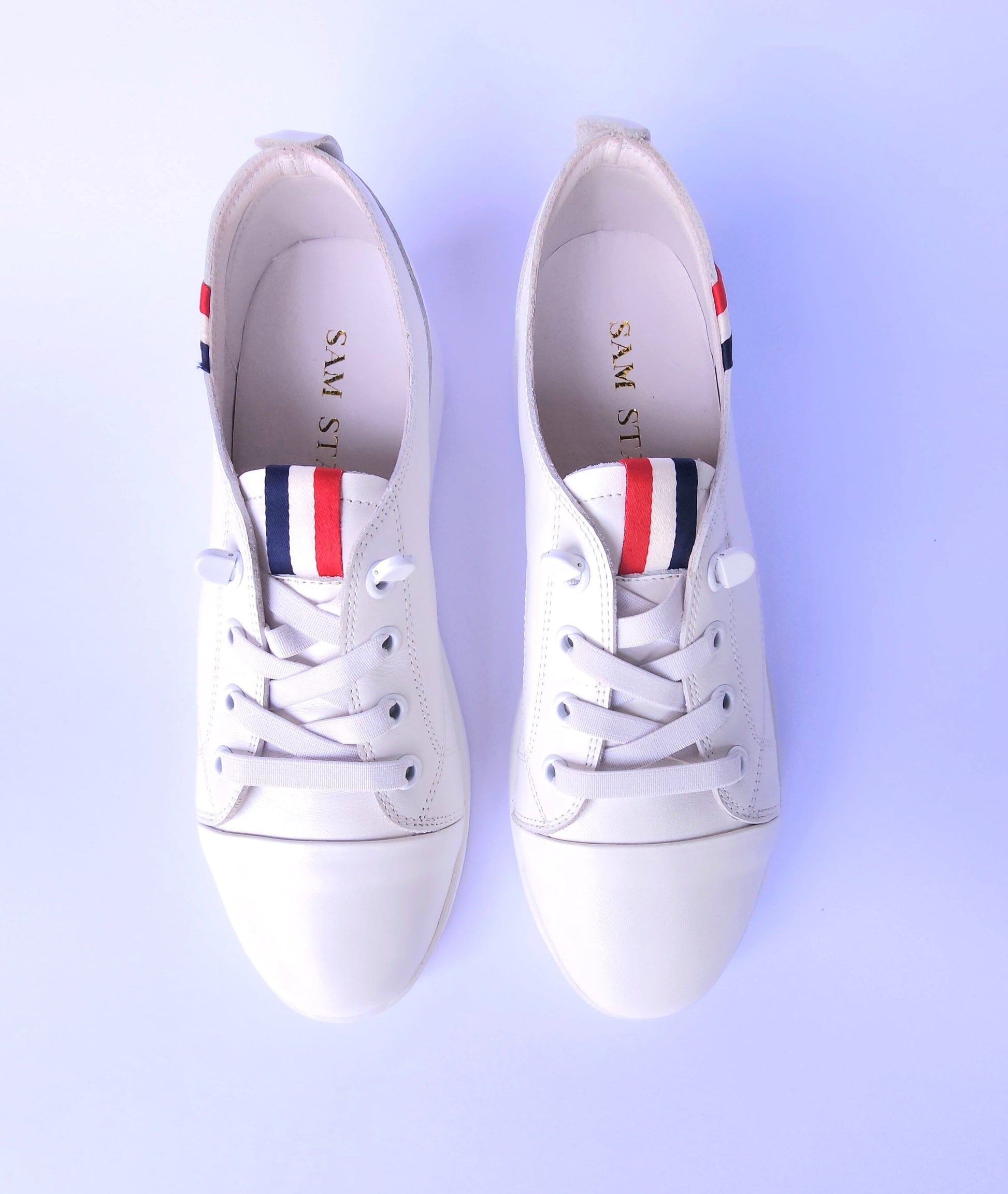 SS24007 Genuine leather sneakers with cushions - White, Black and Silver sneakers Sam Star Shoes 