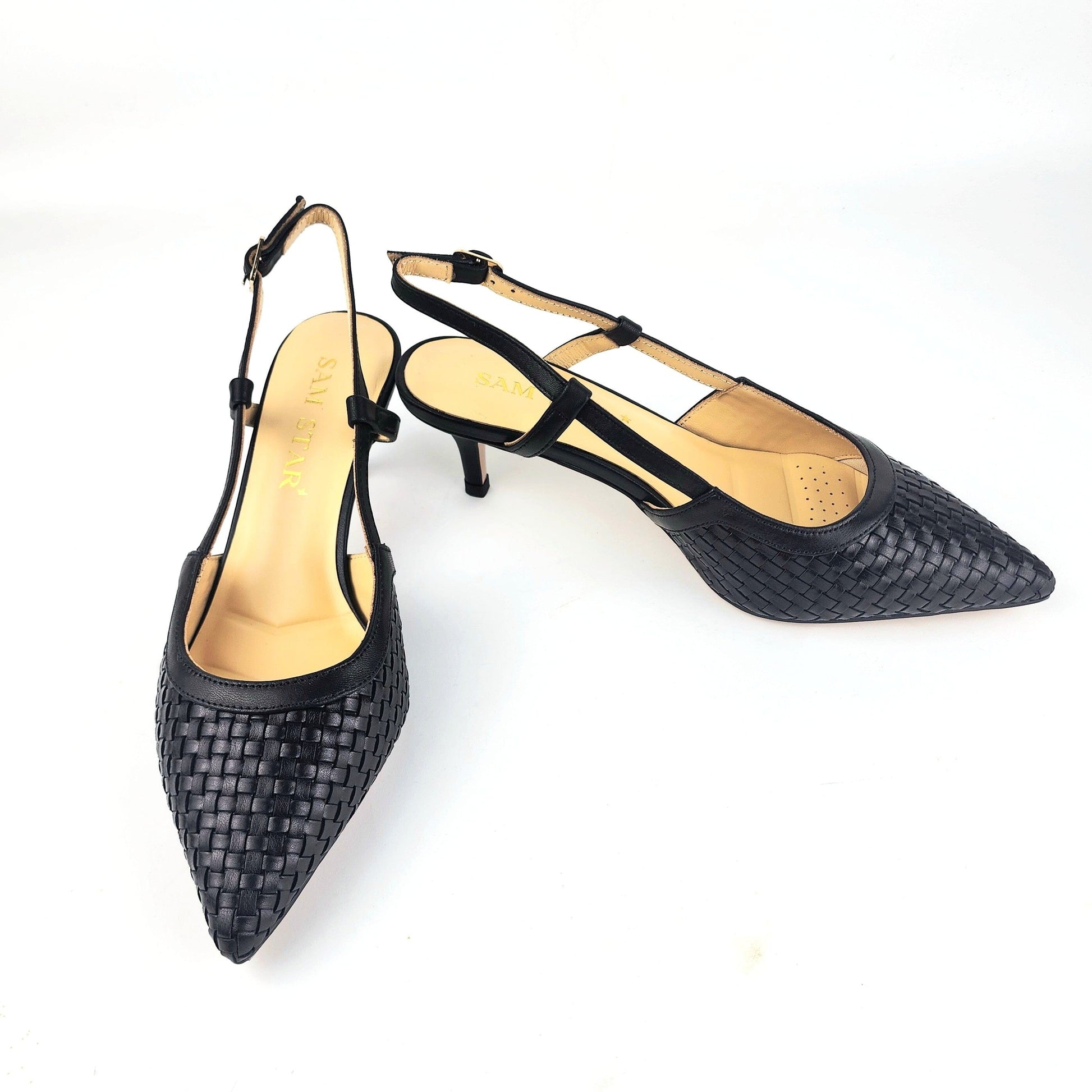 SS26003 Leather woven court shoes - Black ladies shoes Sam Star shoes Black 36/3 
