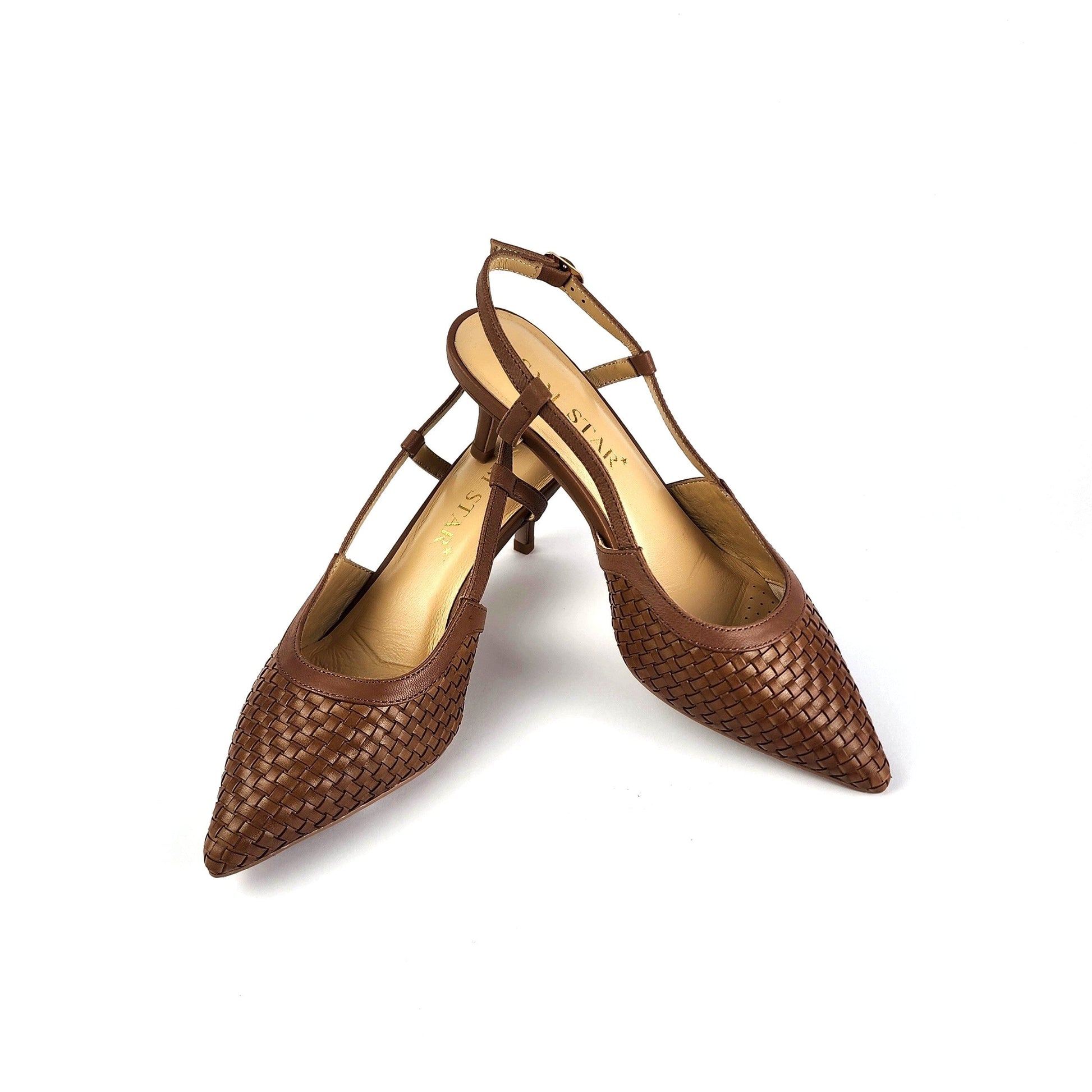 SS26003 Leather woven court shoes - Tan (New Arrival) ladies shoes Sam Star shoes 