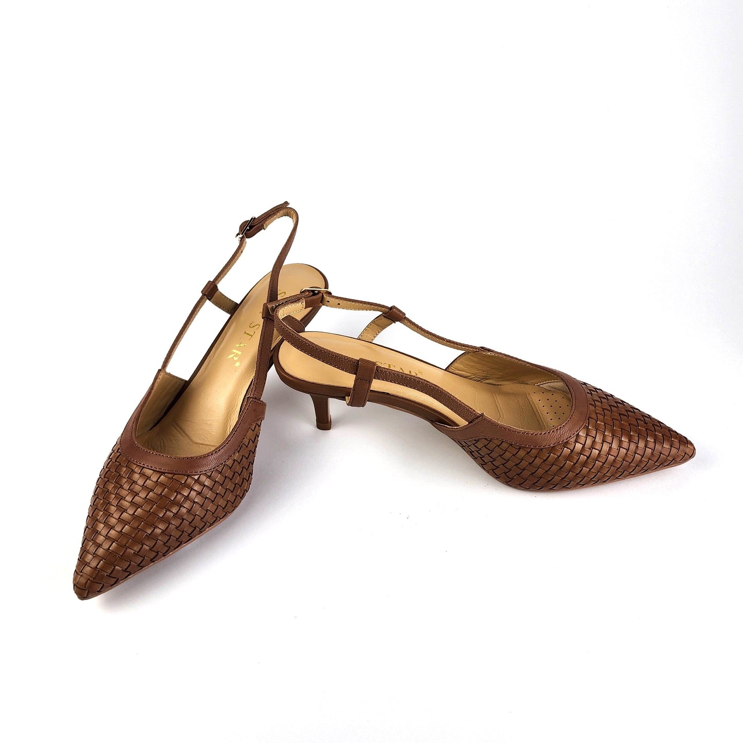 SS26003 Leather woven court shoes - Tan (New Arrival) ladies shoes Sam Star shoes Tan 36/3 