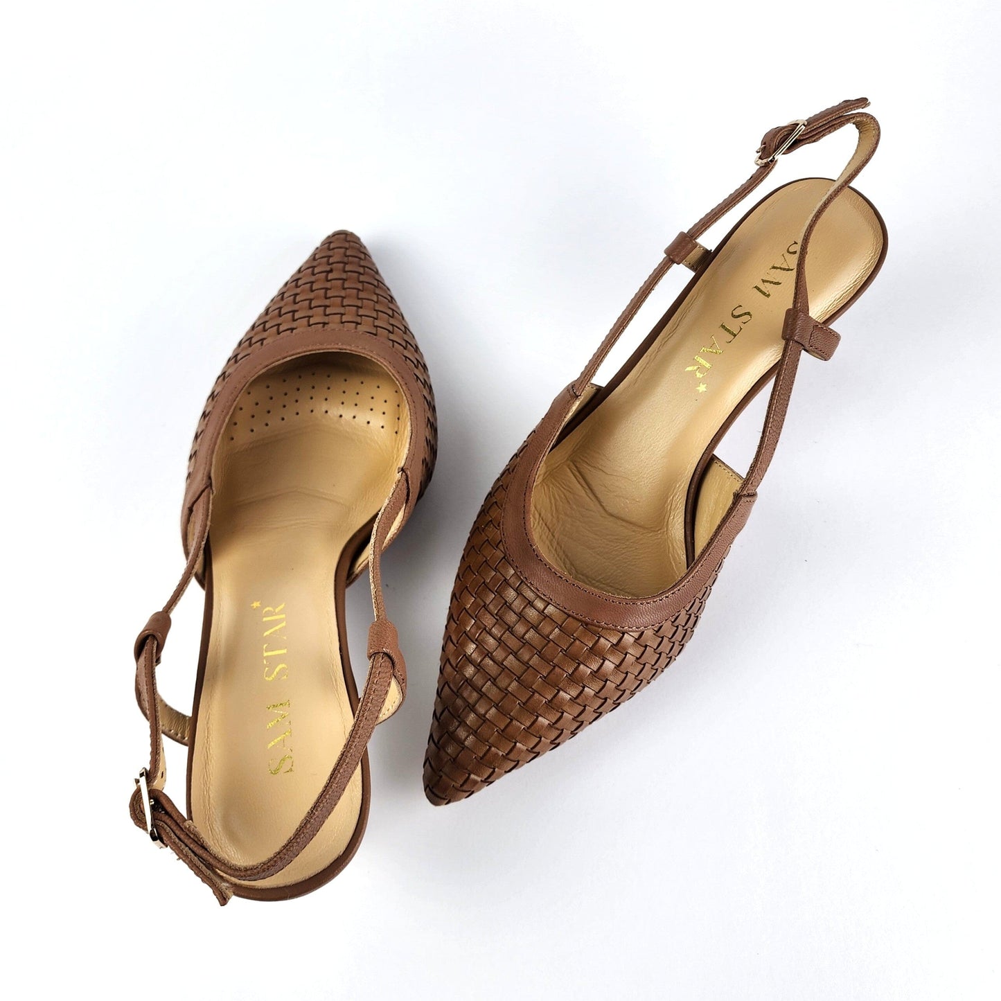 SS26003 Leather woven court shoes - Tan (New Arrival) ladies shoes Sam Star shoes 