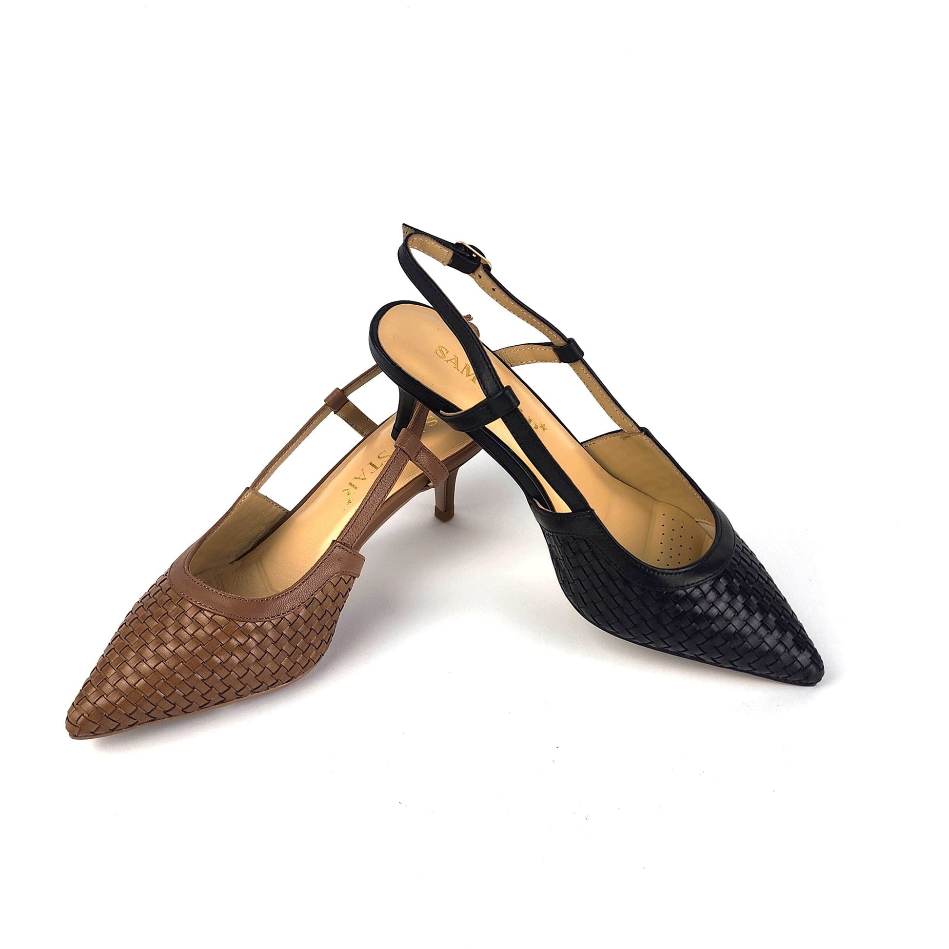 SS26003 Leather woven court shoes - Tan (New Arrival) ladies shoes Sam Star shoes 