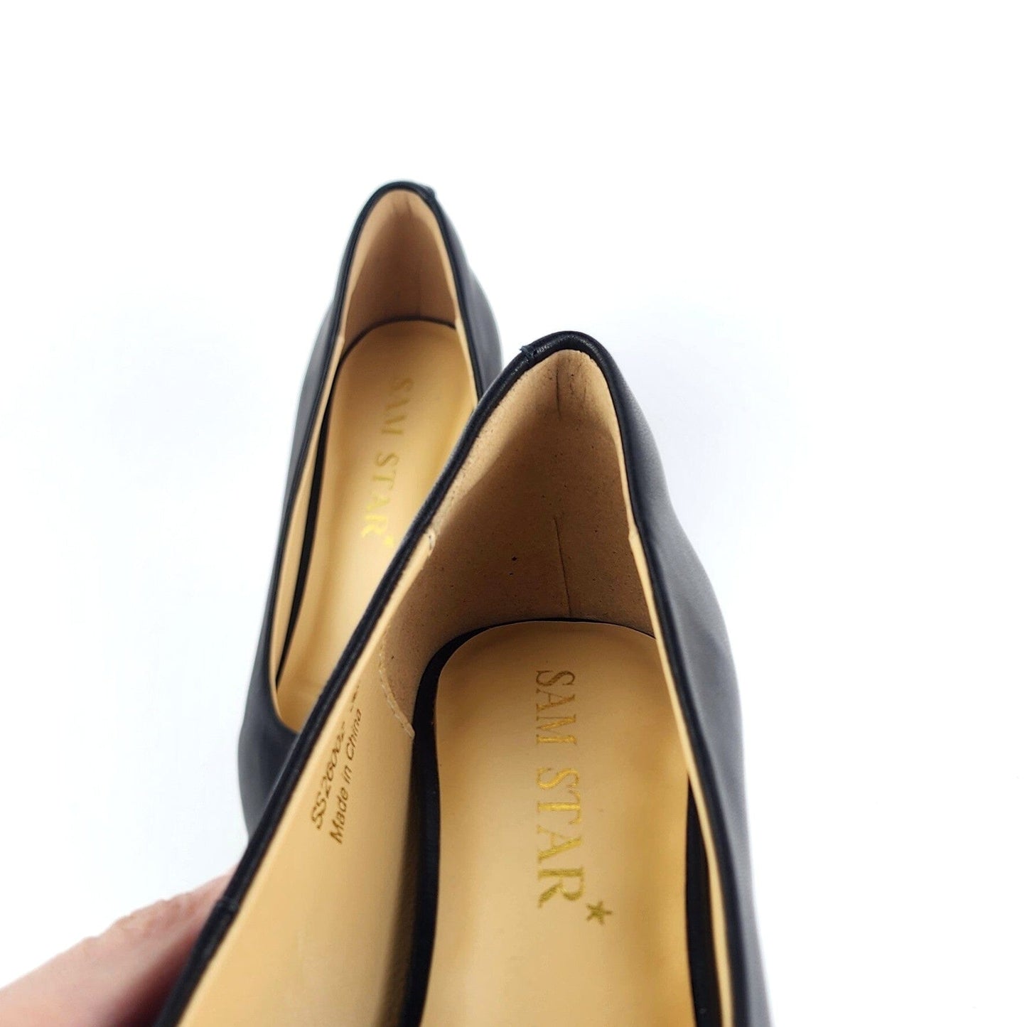 SS26002 Leather court shoes with new buckle - Black ladies shoes Sam Star shoes 