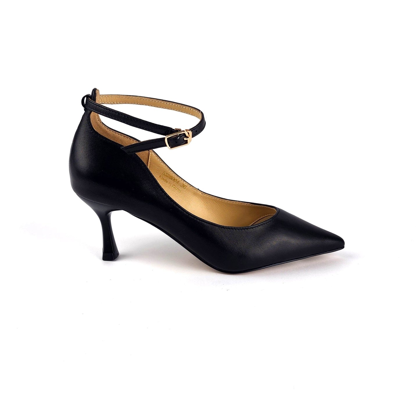 SS26004 Leather court shoes with ankle straps in Black and Pale pink (New) ladies shoes Sam Star Shoes Black 36/3 