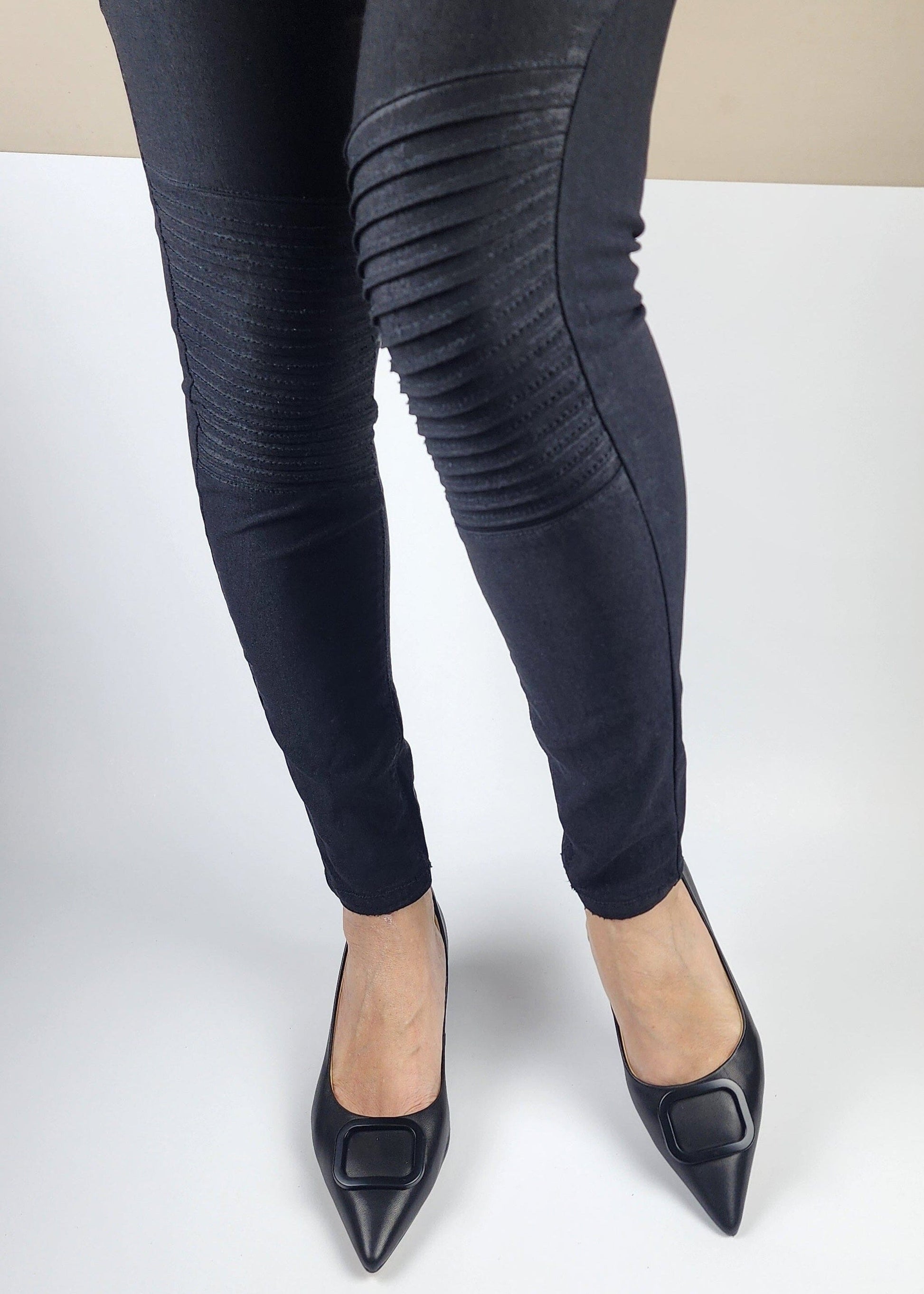 SS26002 Leather court shoes with new buckle in Black (New) ladies shoes Sam Star shoes 