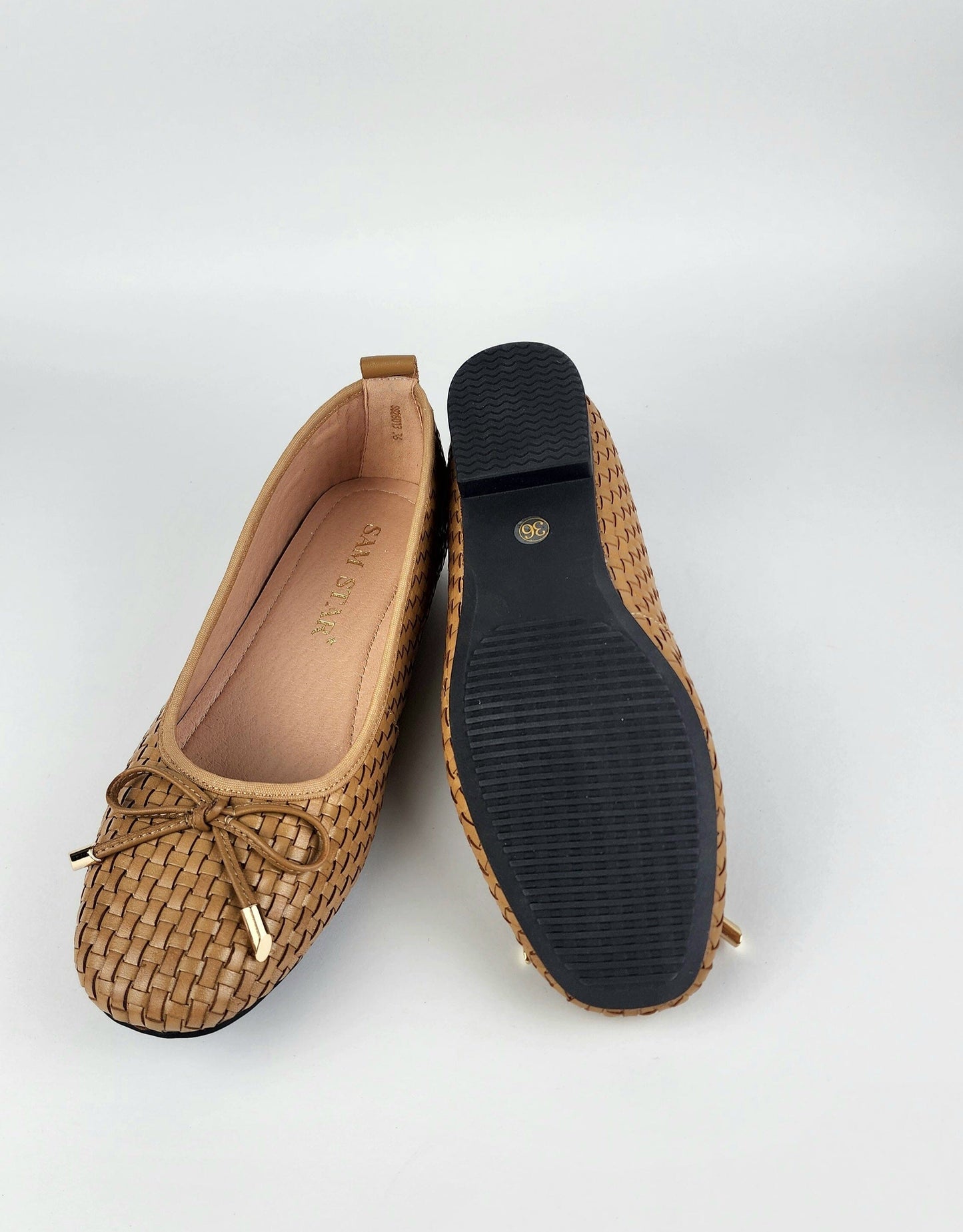 SS26013 Leather woven pumps in Tan and Gold (New) Pumps Sam Star shoes 