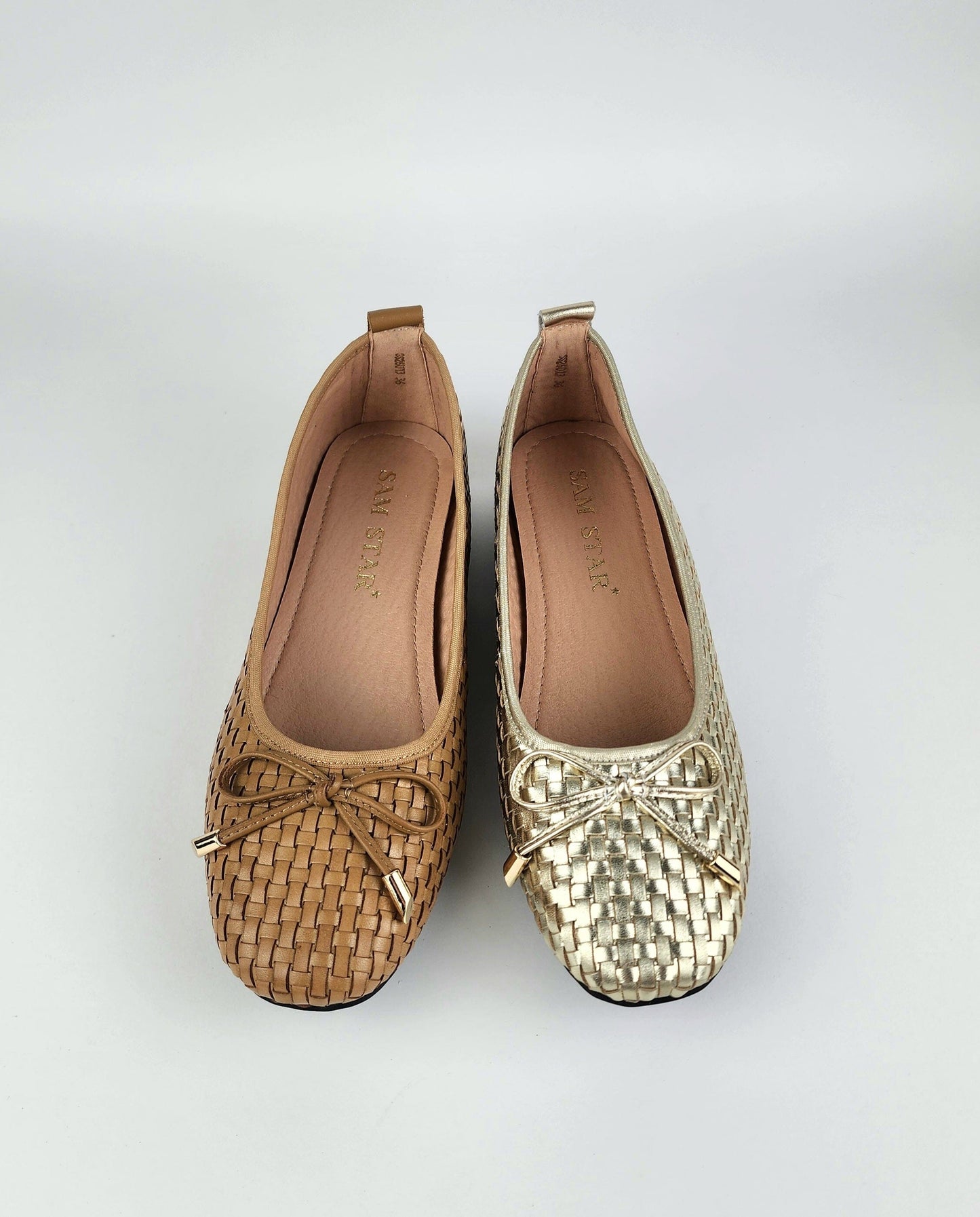 SS26013 Leather woven pumps in Tan and Gold (New) Pumps Sam Star shoes 
