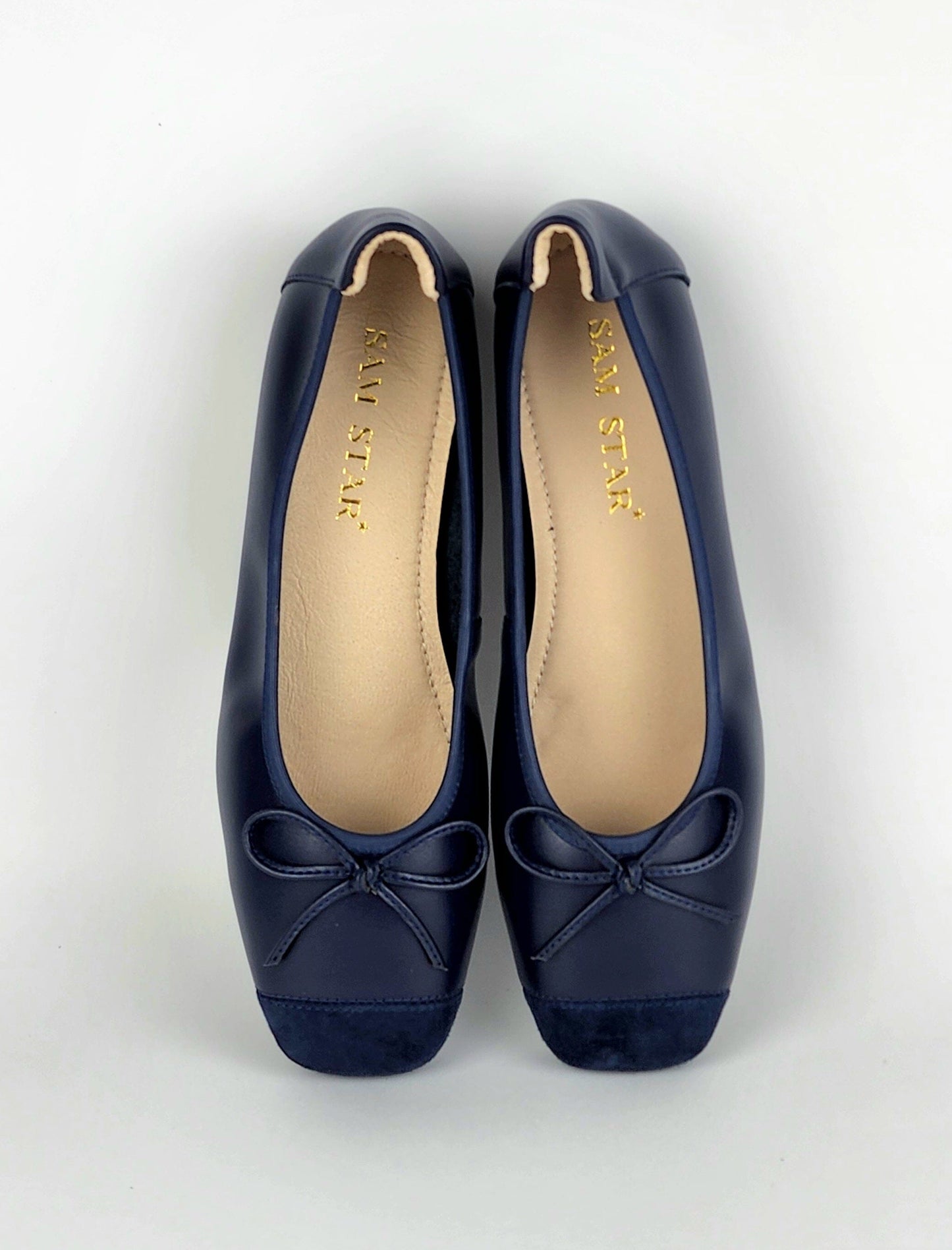SS25007 Leather extra cushions pumps with bow (New) Pumps Sam Star Shoes Navy 36/3 