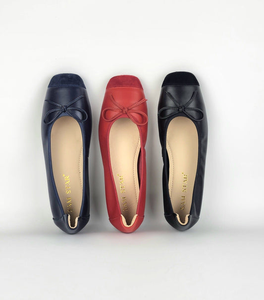 SS25007 Leather extra cushions pumps with bow (New) Pumps Sam Star Shoes 