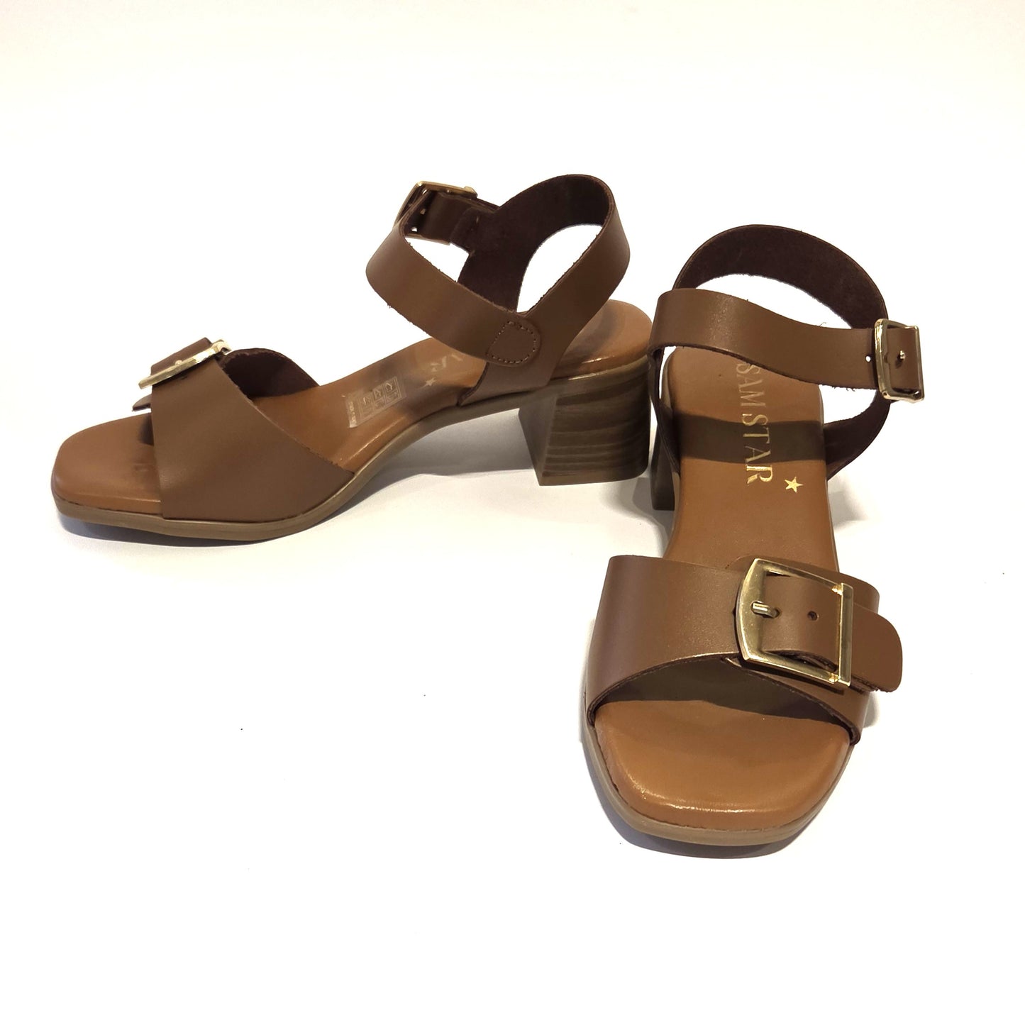 6003 Spanish leather strappy sandals with buckles in Black and Brown (New)
