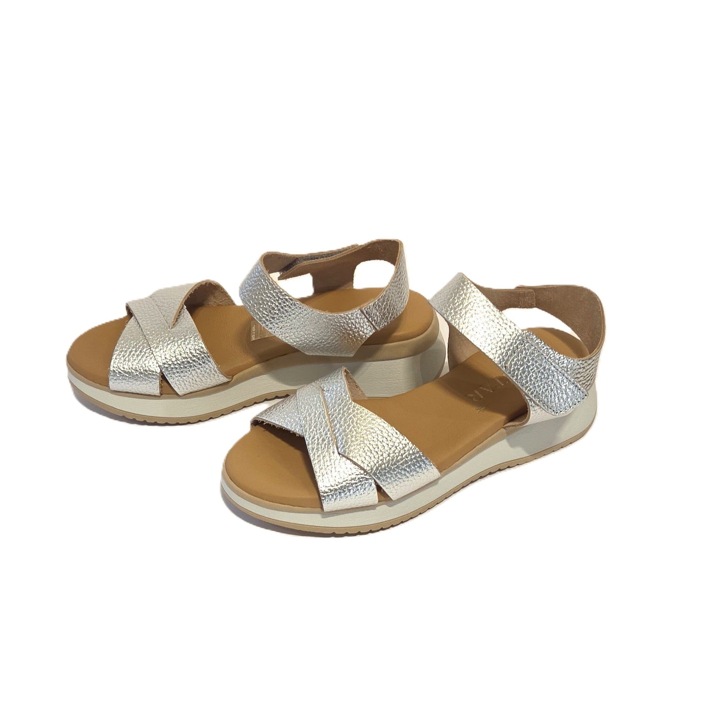 5944 Spanish leather Sport delux wedge with velcro in silver and black (New) sandals Sam Star Shoes Silver 36/3 