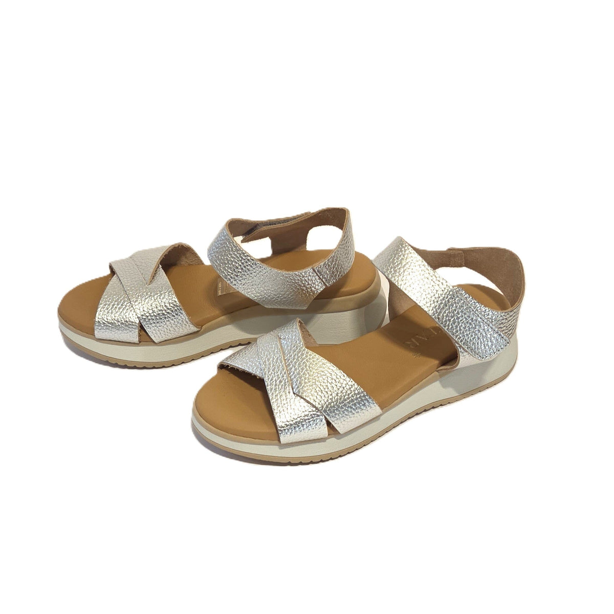 5944 Spanish leather Sport delux wedge with velcro in silver and black (New) sandals Sam Star Shoes Silver 36/3 