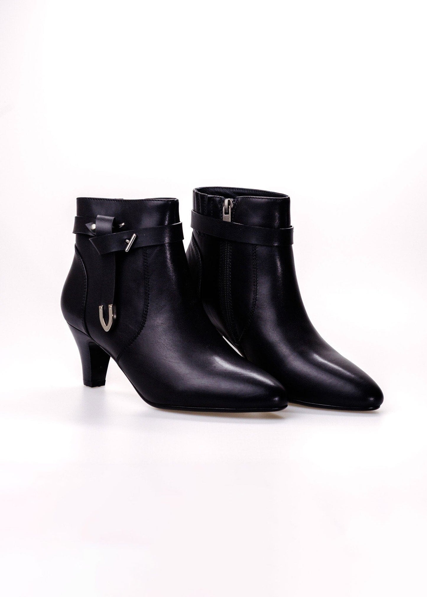 SS26009 Leather ankle boots with kitten heel and removable straps in Black (NEW) Boots Sam Star shoes 