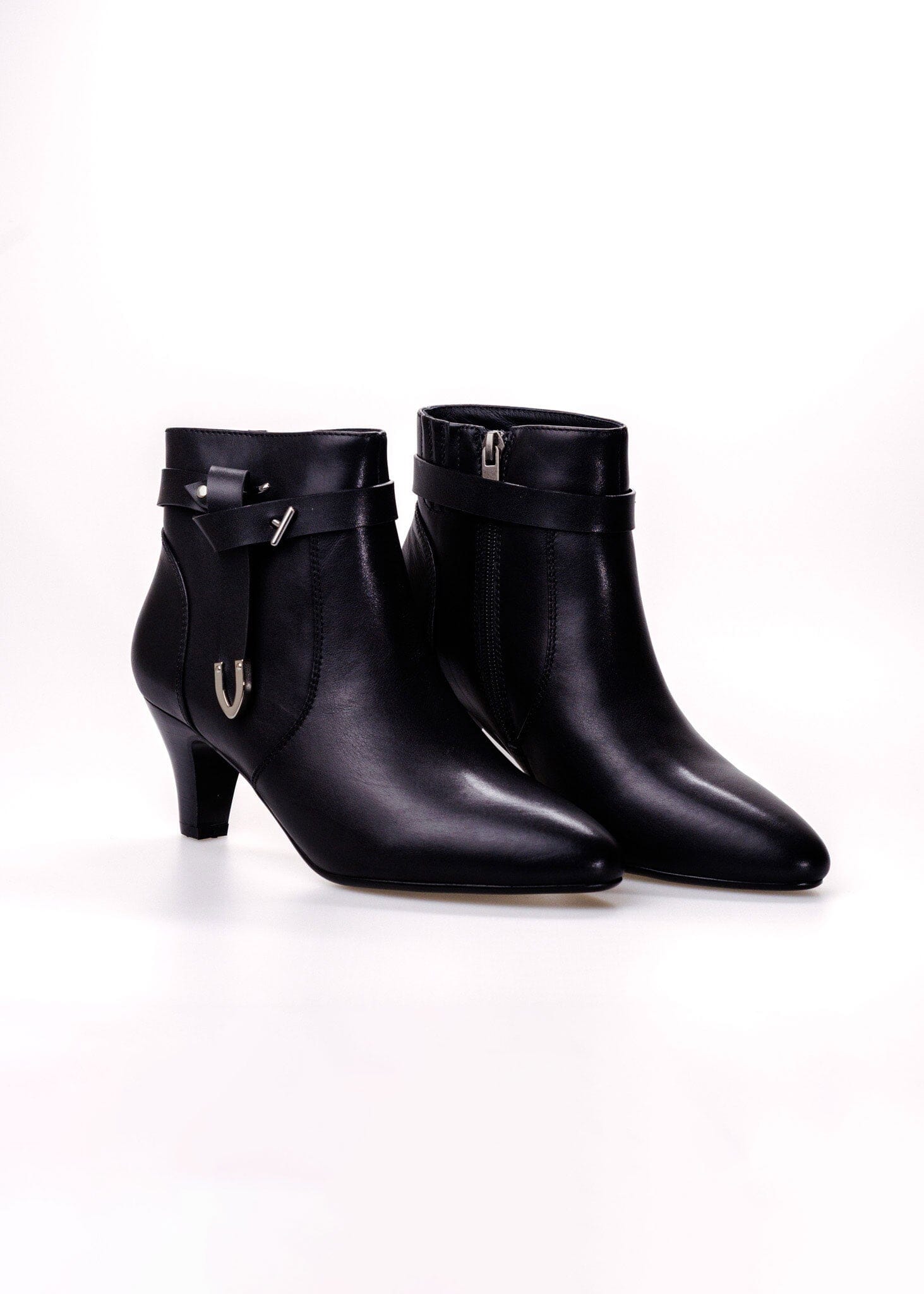 SS26009 Leather ankle boots with kitten heel and removable straps in Black (NEW) Boots Sam Star shoes 