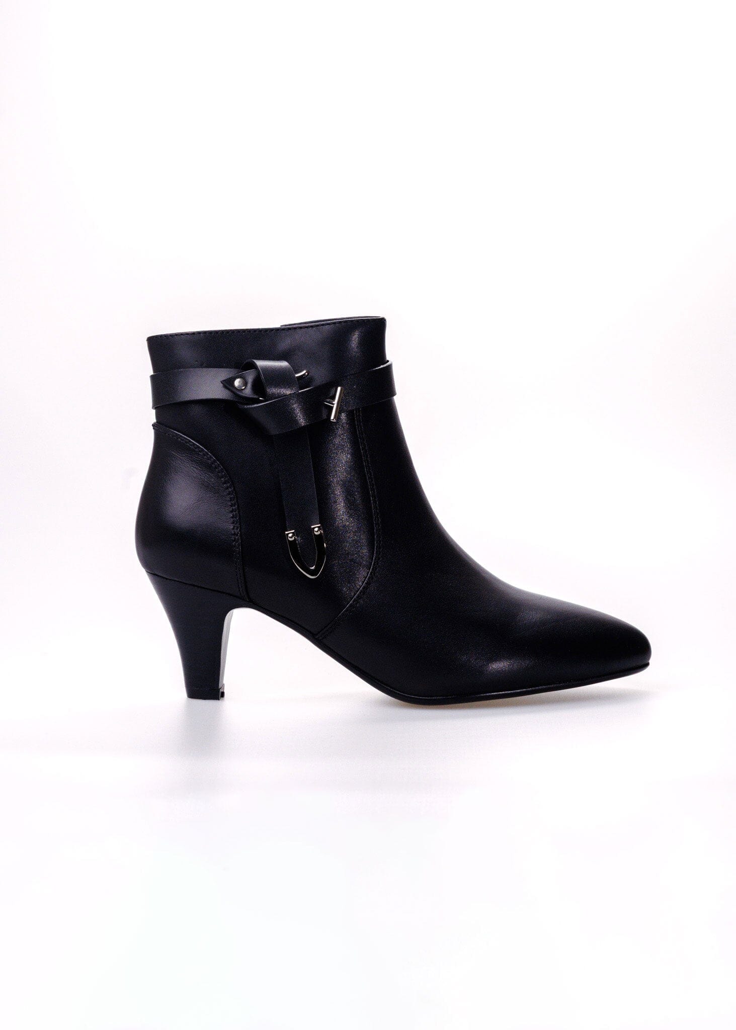 SS26009 Leather ankle boots with kitten heel and removable straps in Black (NEW) Boots Sam Star shoes 