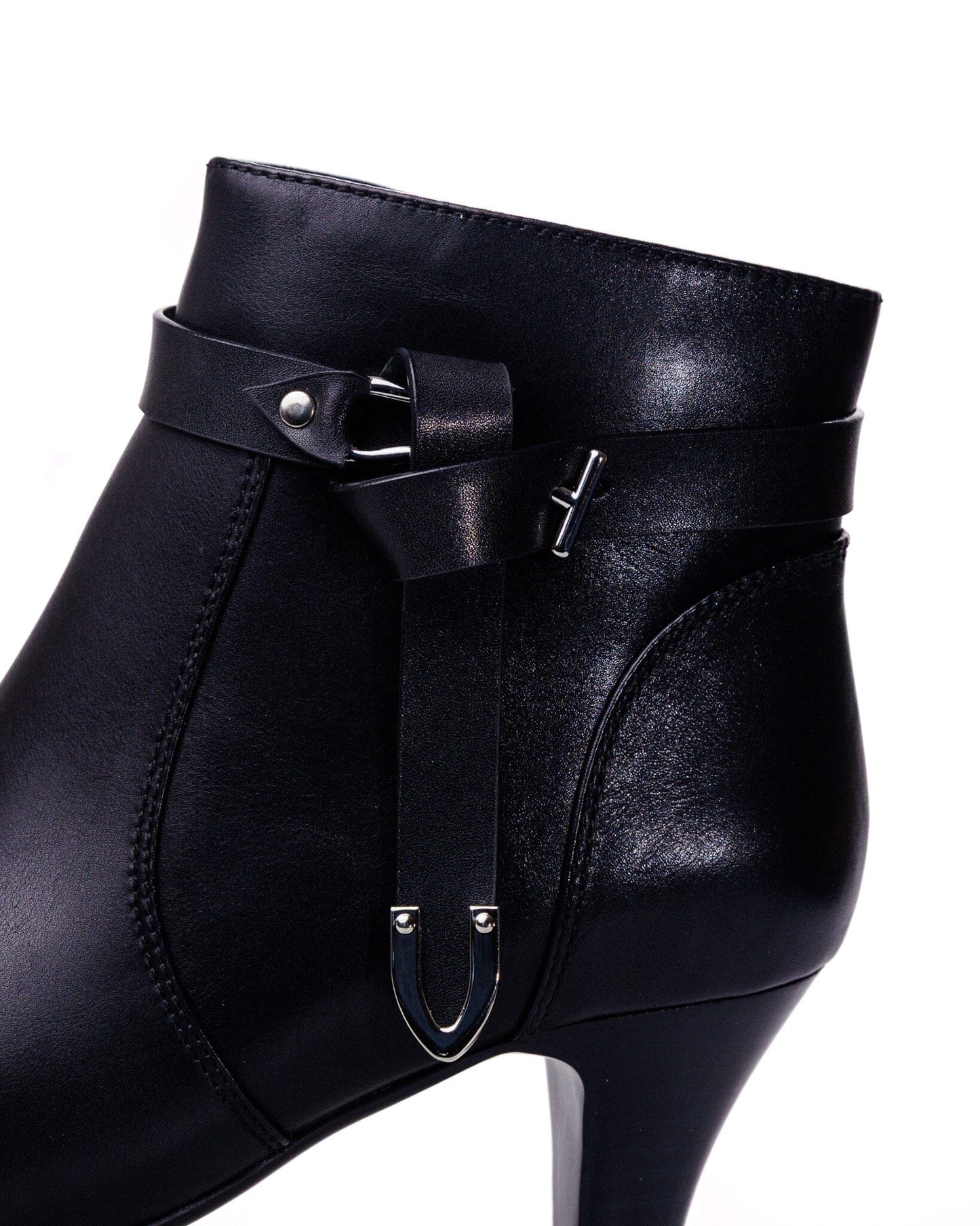 SS26009 Leather ankle boots with kitten heel and removable straps in Black (NEW) Boots Sam Star shoes 