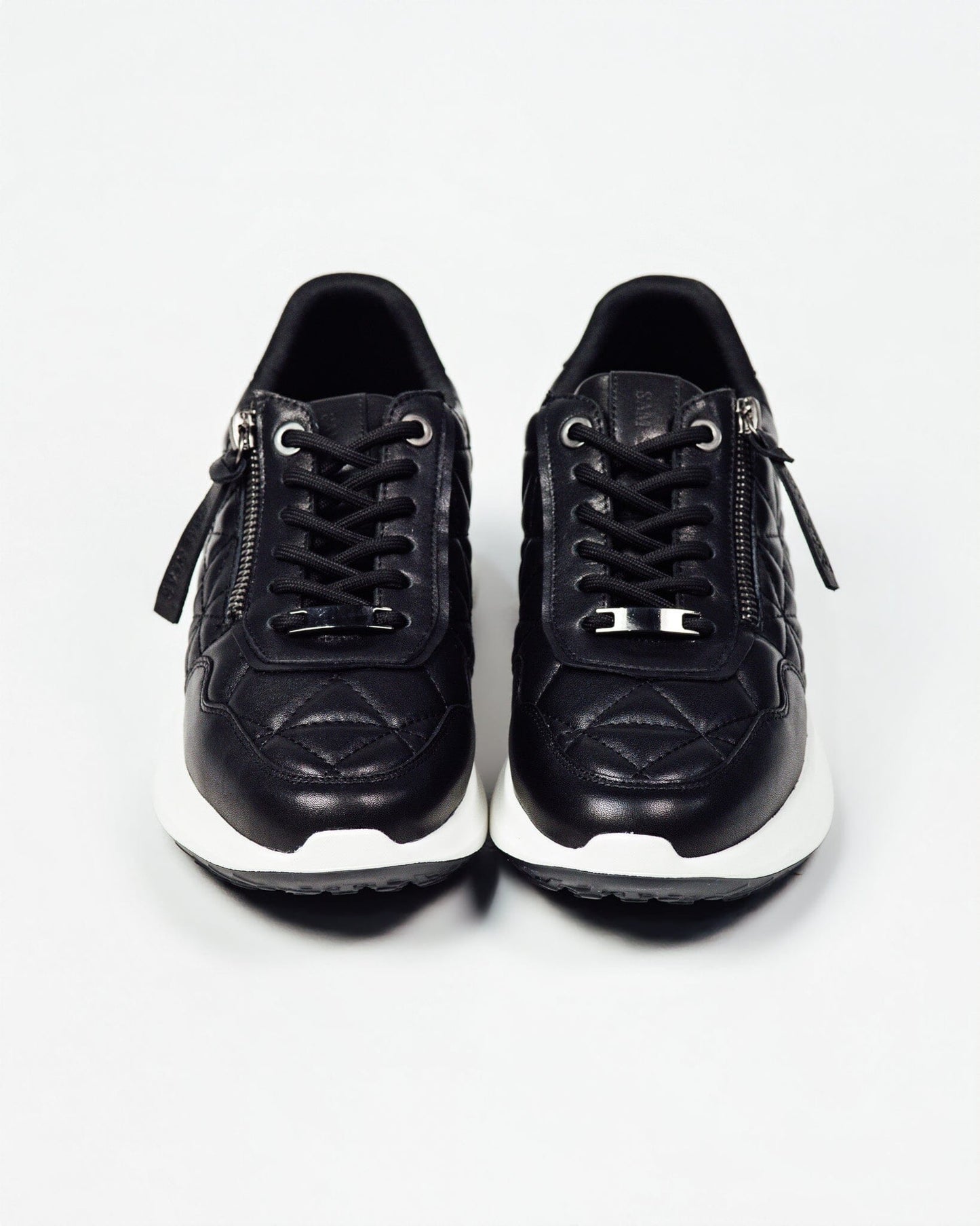 SS26008 Leather sneakers with quilted detail & cushion sole in Black & Tan (New) sneakers Sam Star shoes 