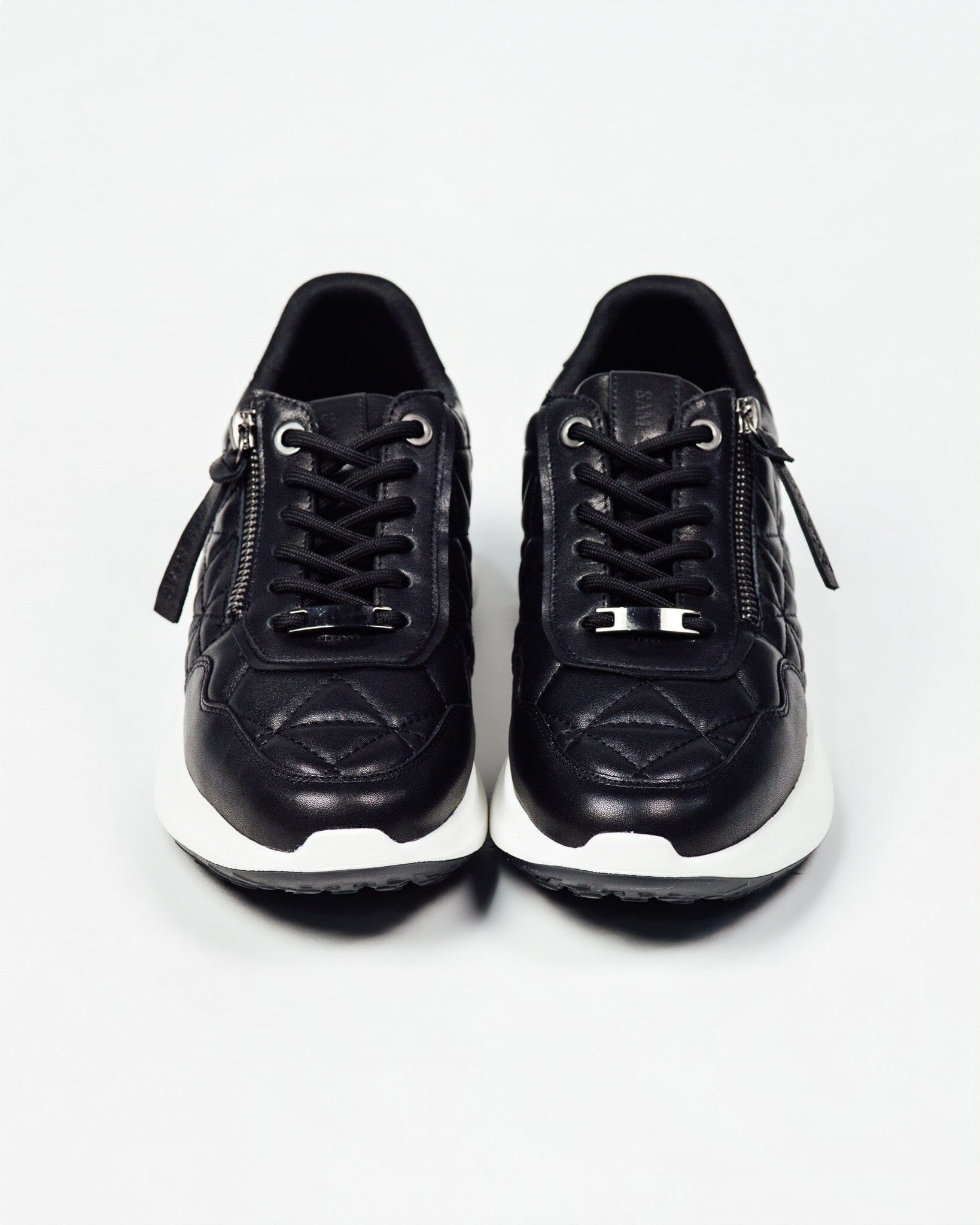 SS26008 Leather sneakers with quilted detail & cushion sole in Black & Tan (New) sneakers Sam Star shoes 