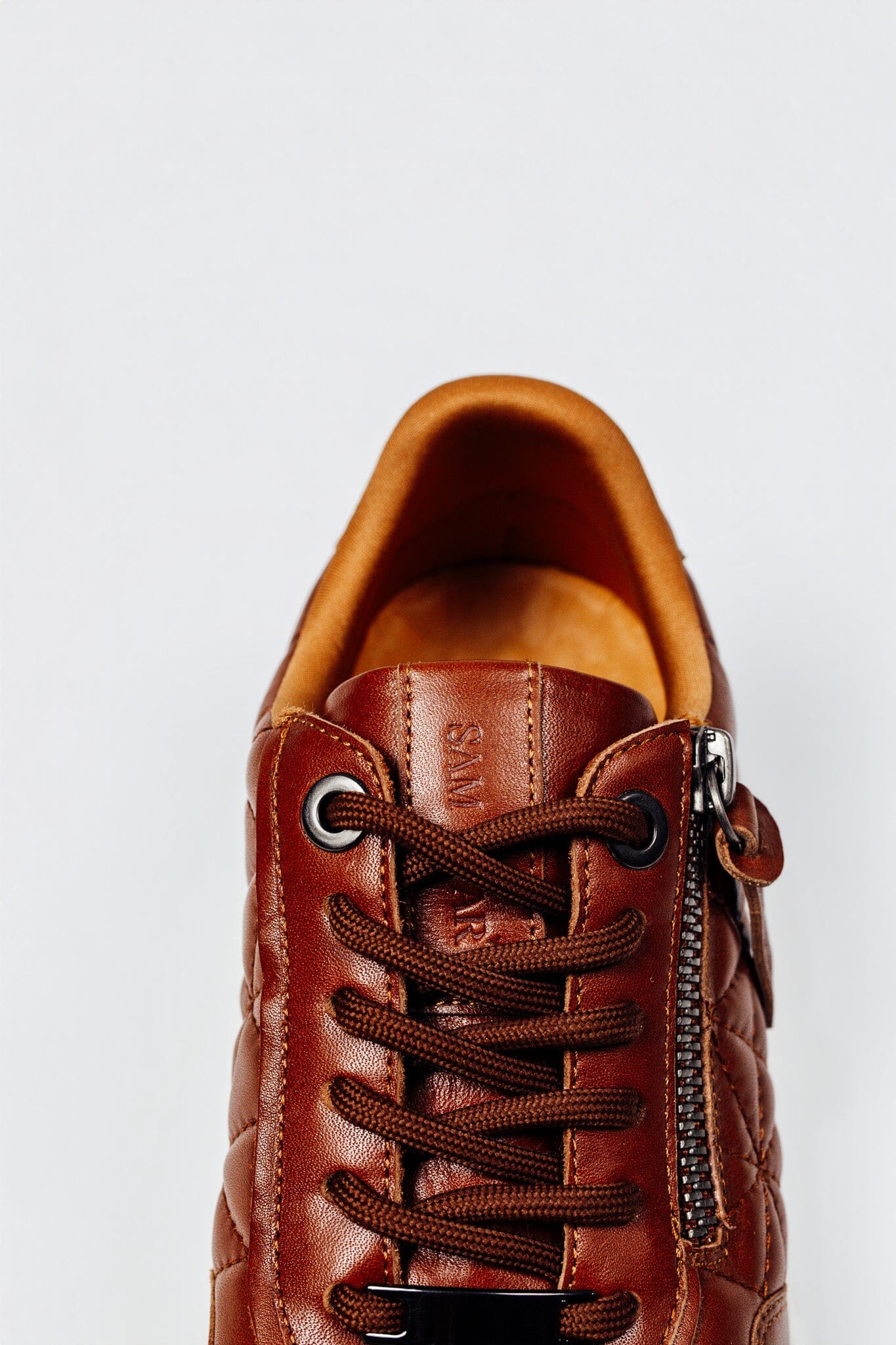 SS26008 Leather sneakers with quilted detail & cushion sole in Black & Tan (New) sneakers Sam Star shoes 