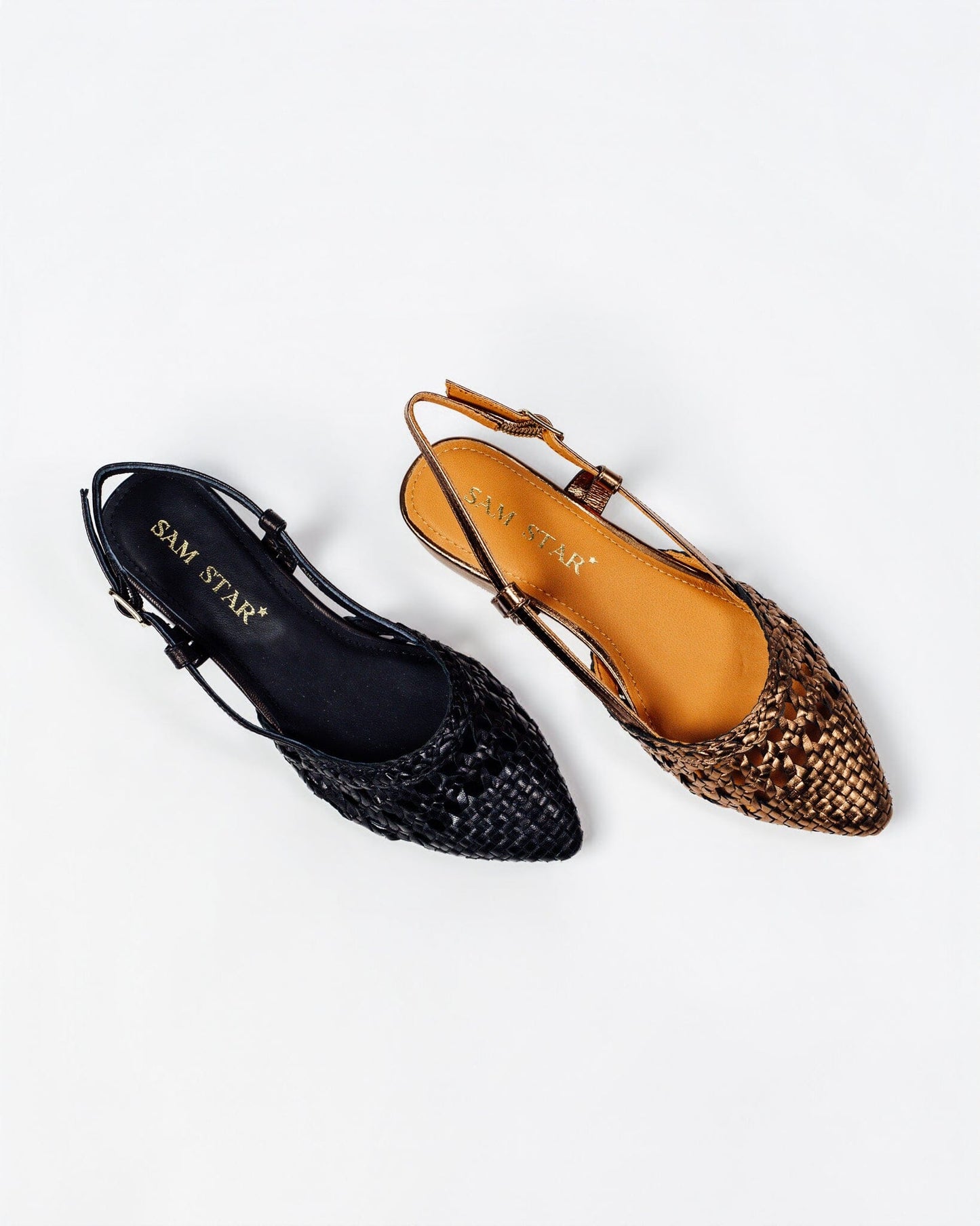 SS26006 Spanish Leather woven flat shoes in Bronze and Black (New) ladies shoes Sam Star shoes 