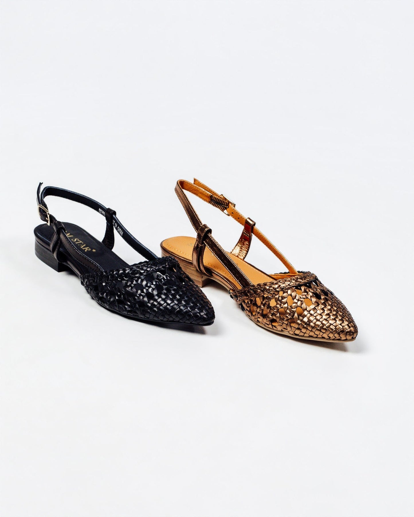 SS26006 Spanish Leather woven flat shoes in Bronze and Black (New) ladies shoes Sam Star shoes 