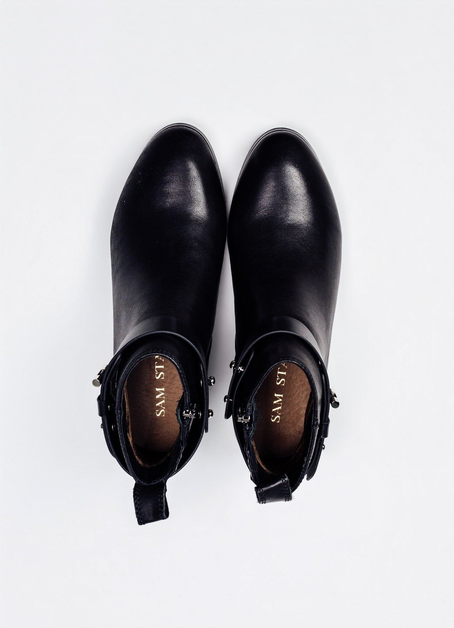 SS26007 Leather ankle boots with removable straps in Black (New) Boots Sam Star shoes 