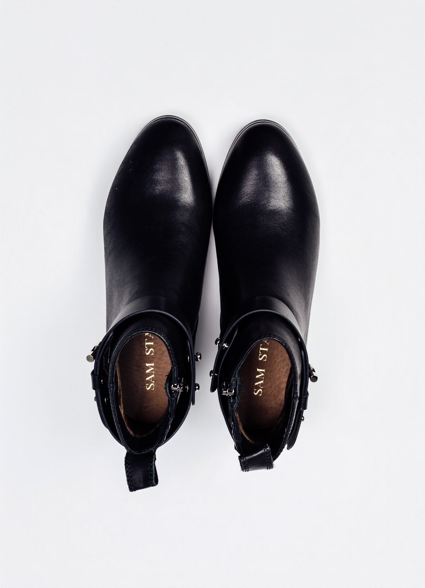 SS26007 Leather ankle boots with removable straps in Black (New) Boots Sam Star shoes 