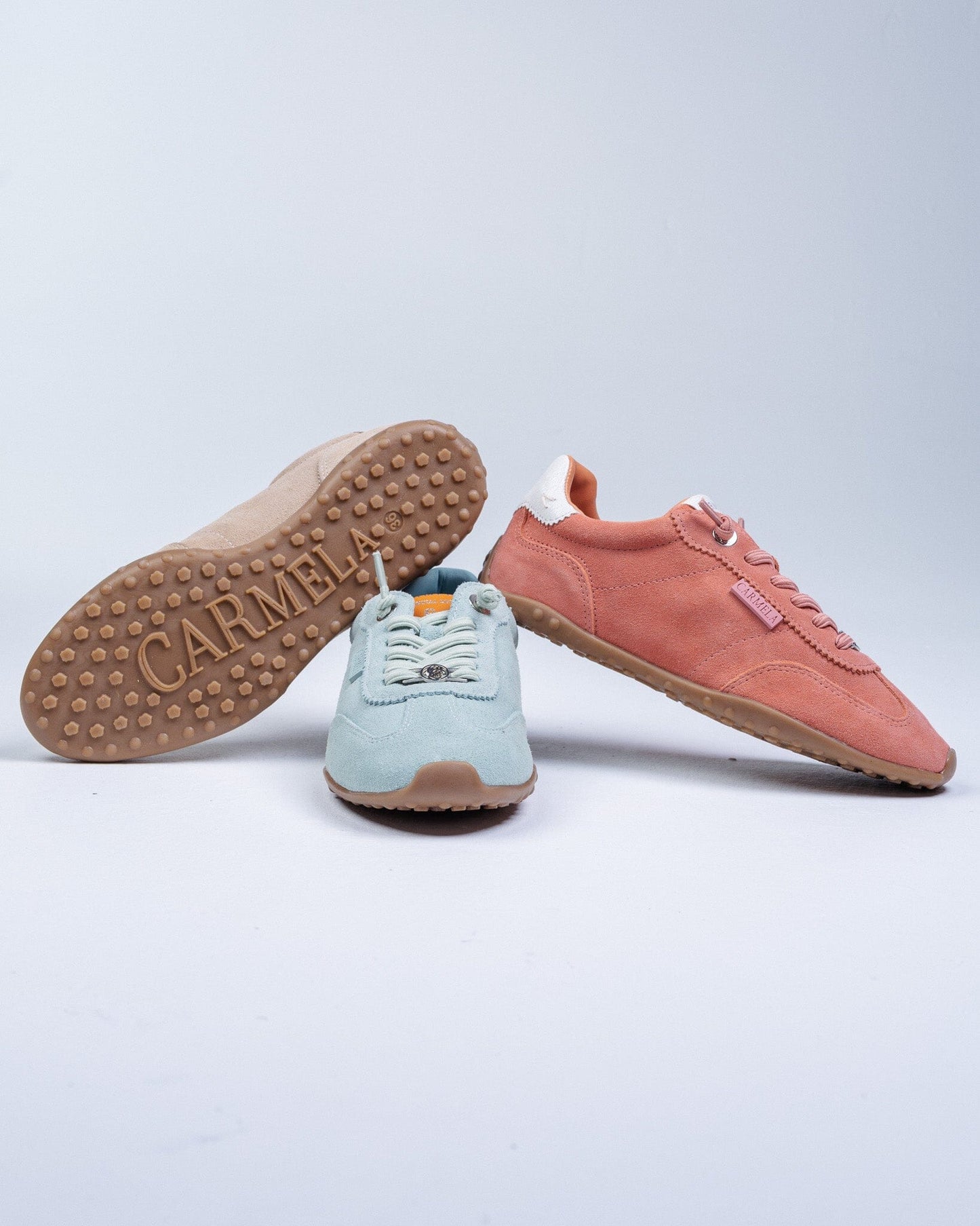 163172 Spanish Leather sneakers in Pale blue, Coral and Beige (New) sneakers Sam Star shoes 