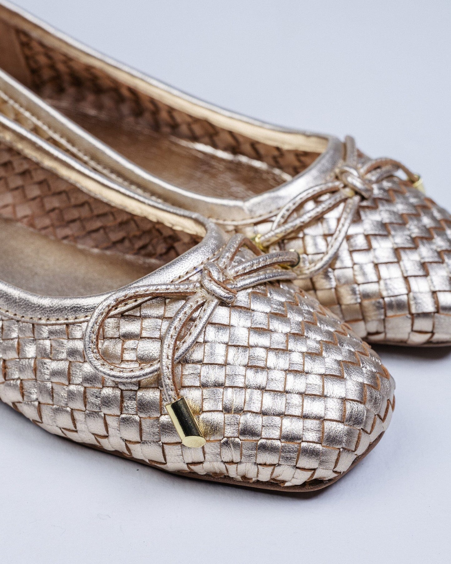 163296 Spanish designed Leather woven pumps in Tan and Gold (New) Pumps Sam Star shoes 