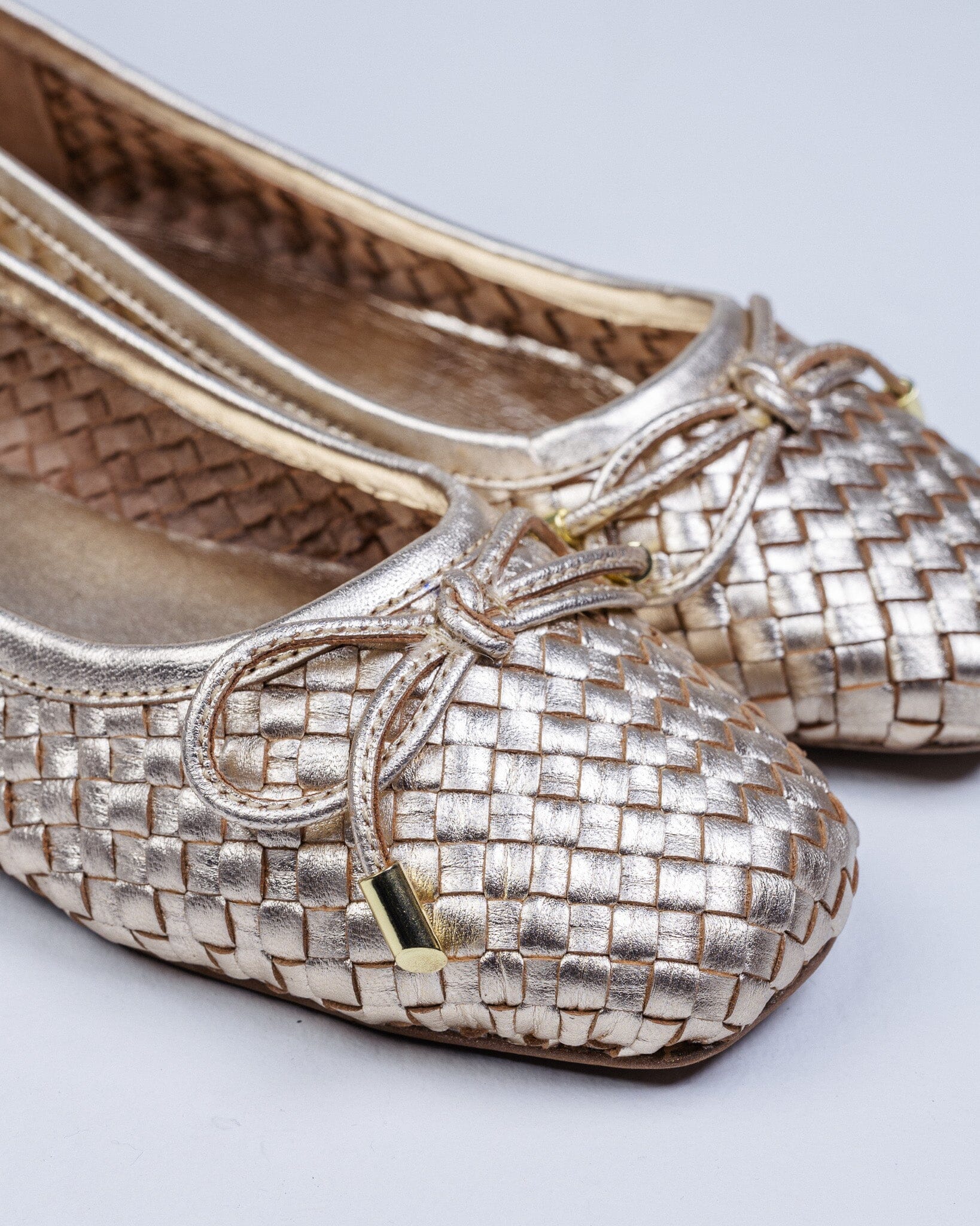 163296 Spanish designed Leather woven pumps in Tan and Gold (New) Pumps Sam Star shoes 