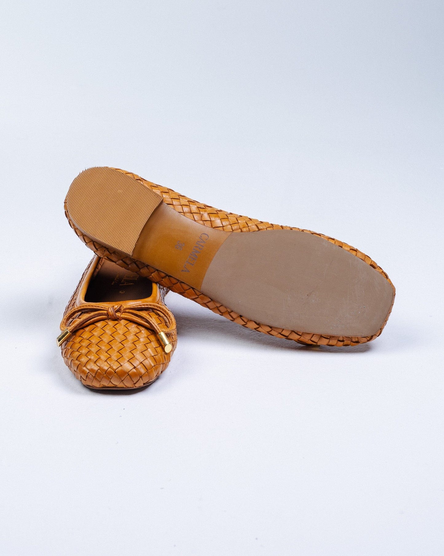 163296 Spanish designed Leather woven pumps in Tan and Gold (New) Pumps Sam Star shoes 