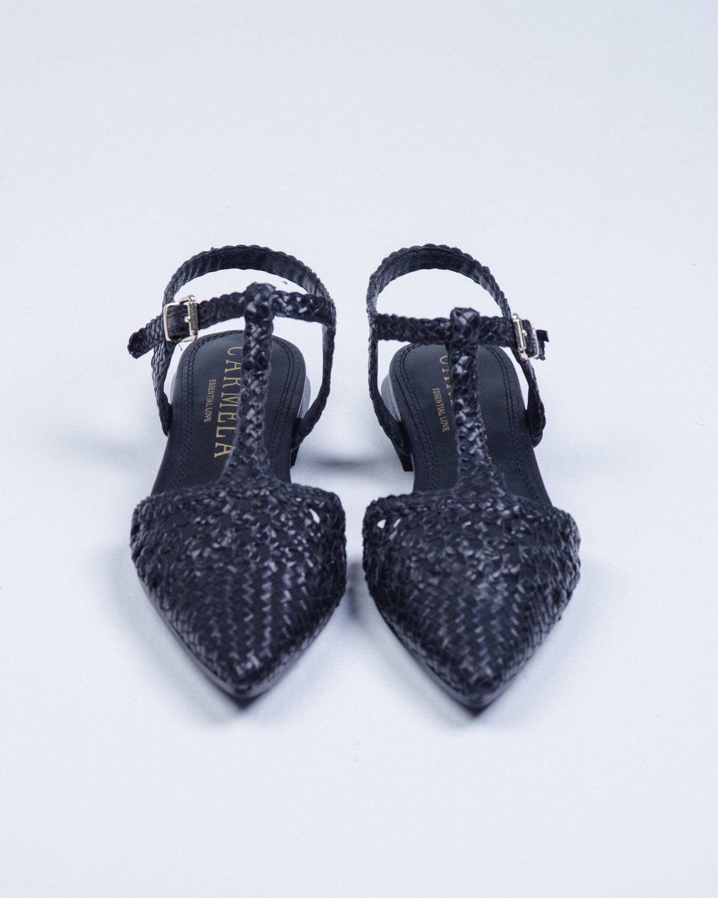 163132 Spanish Leather T bar woven flat shoes Black and Gold (New) ladies shoes Sam Star shoes 