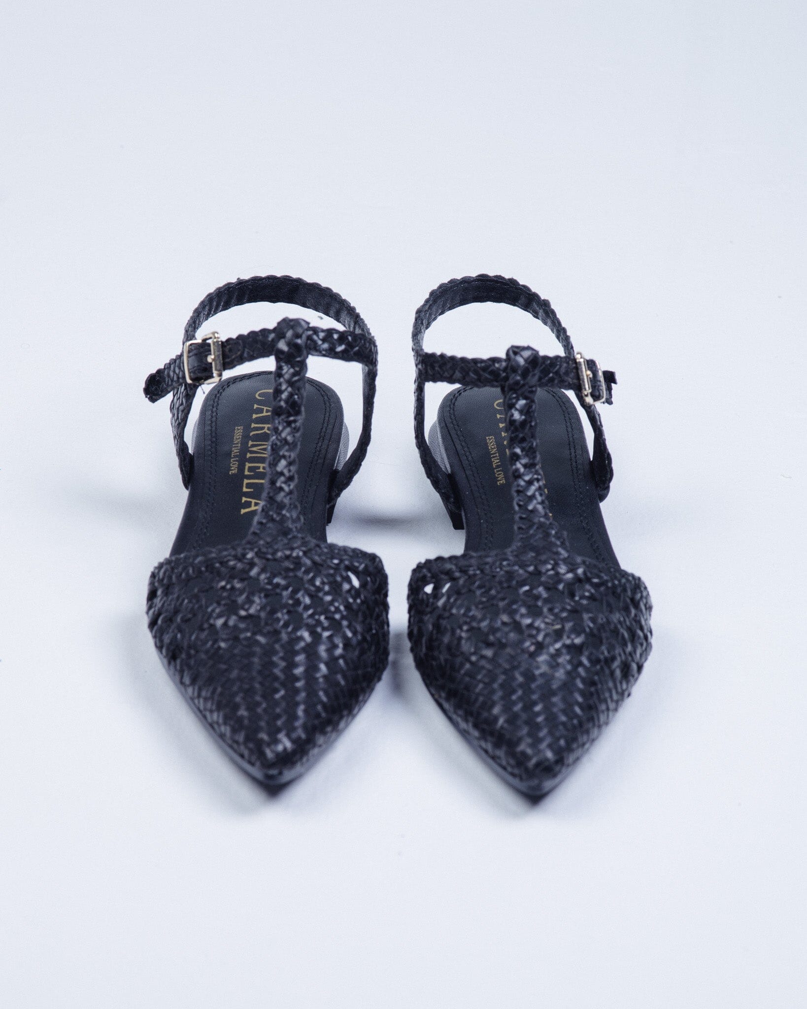 163132 Spanish Leather T bar woven flat shoes Black and Gold (New) ladies shoes Sam Star shoes 