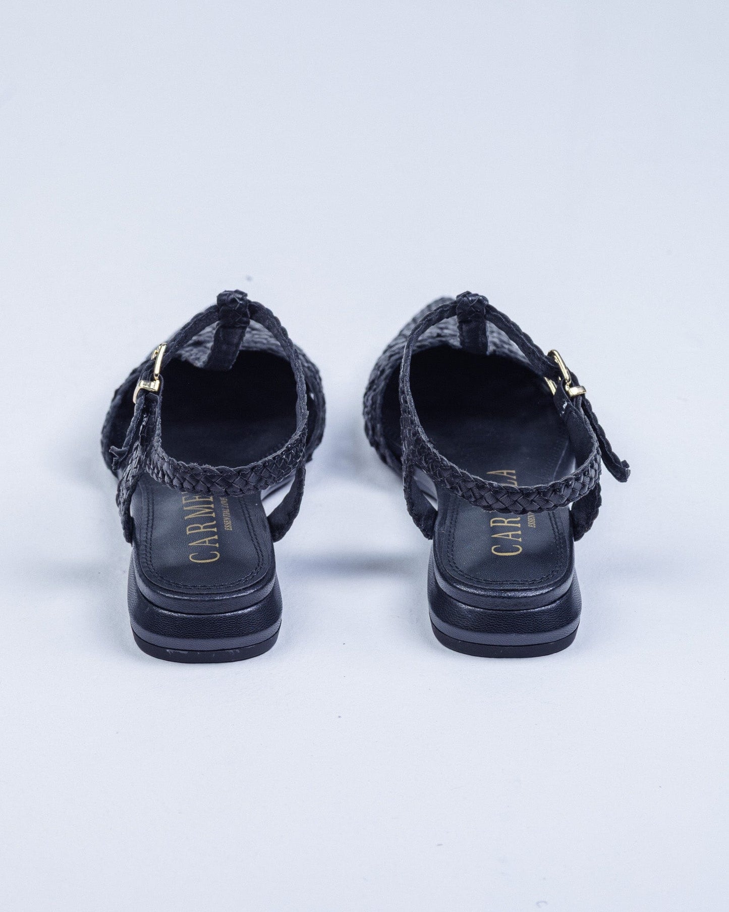 163132 Spanish Leather T bar woven flat shoes Black and Gold (New) ladies shoes Sam Star shoes 
