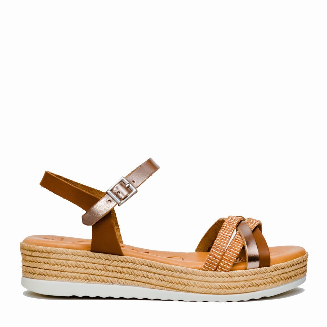 5203 Spanish leather strappy sandals/wedge in Tan/Gold sandals Sam Star Shoes 